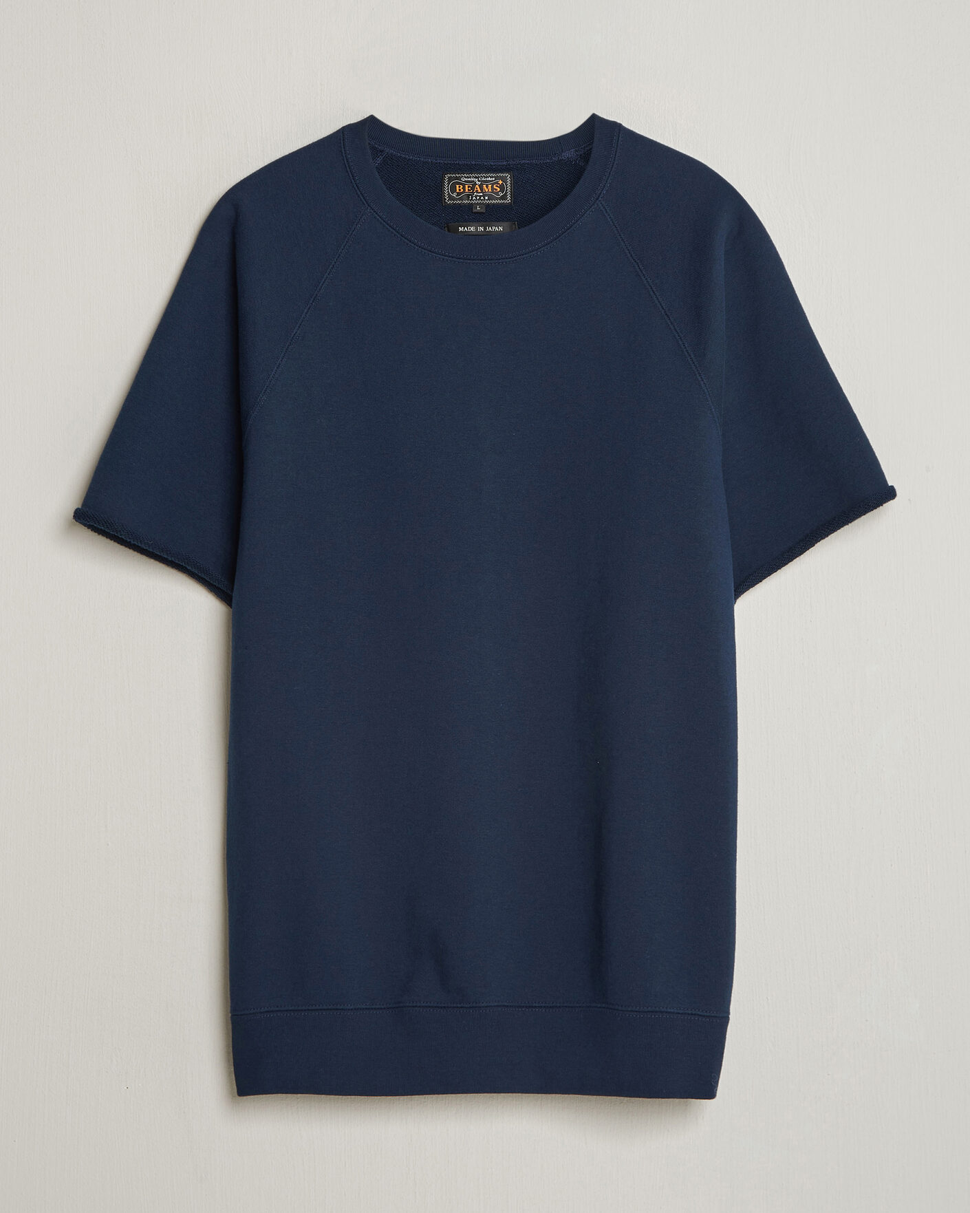 Men | T-Shirts | BEAMS PLUS | Short Sleeve Cut Off Sweat Navy