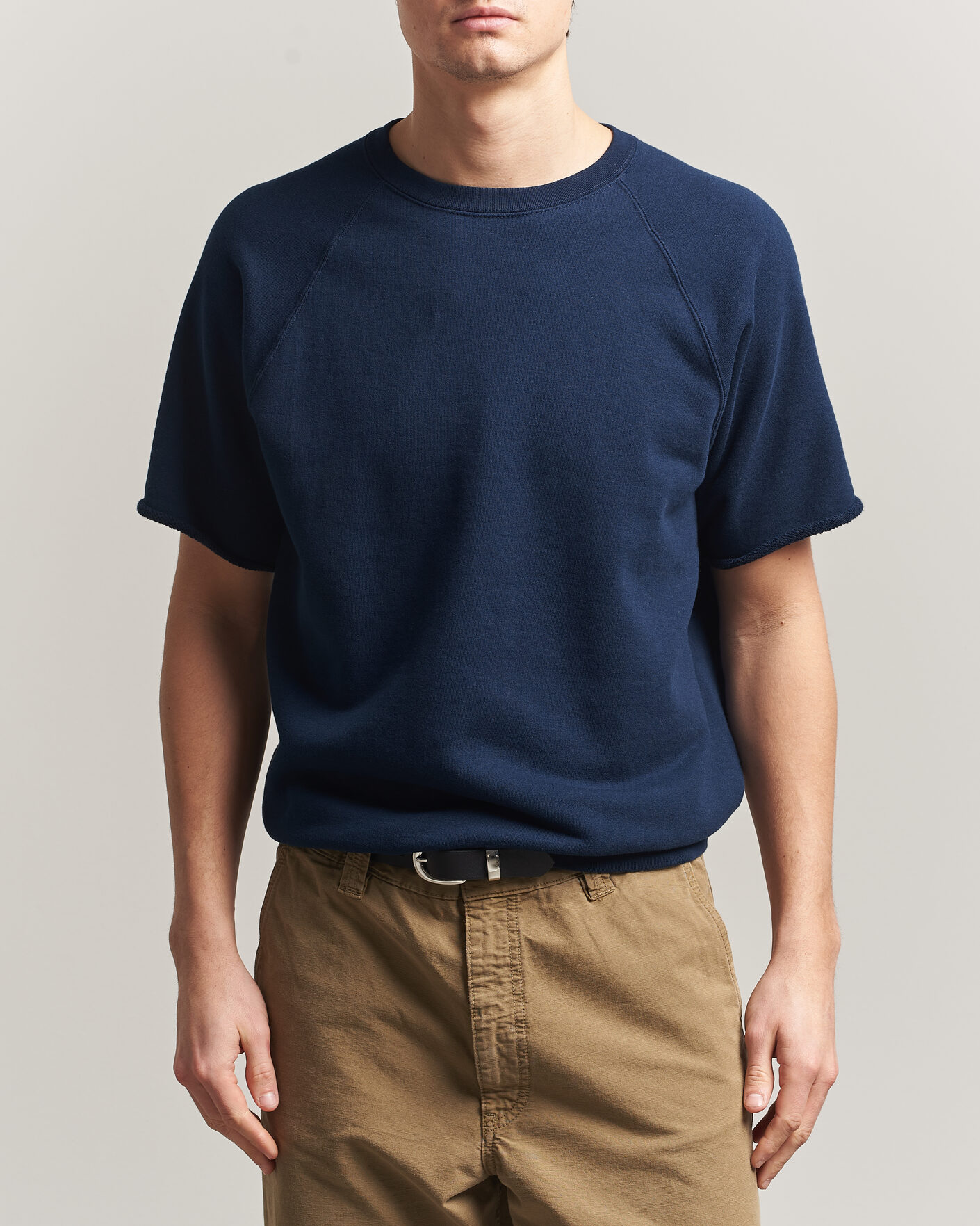 Men | T-Shirts | BEAMS PLUS | Short Sleeve Cut Off Sweat Navy