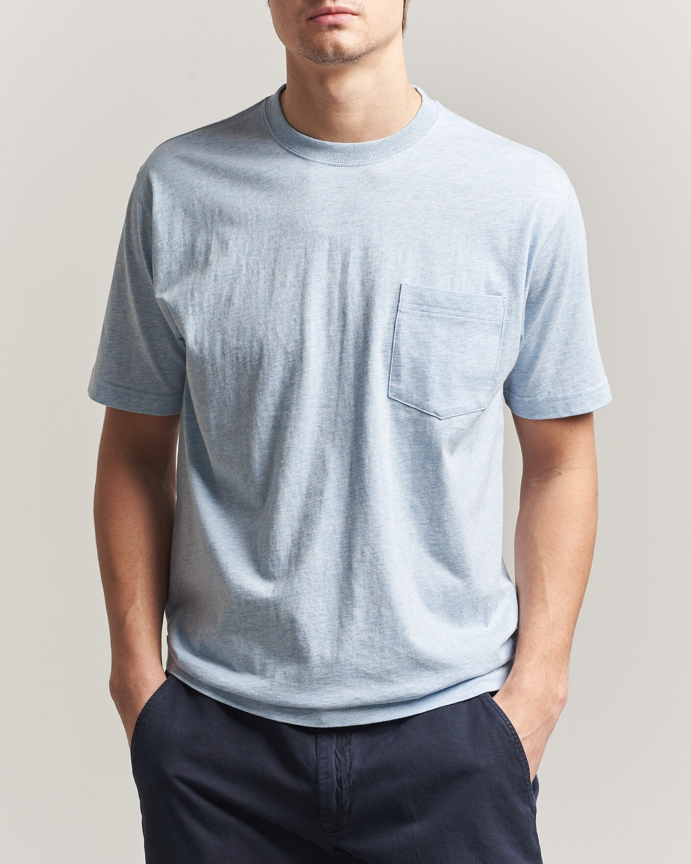 Men | T-Shirts | BEAMS PLUS | Pocket Tee Sax Blue