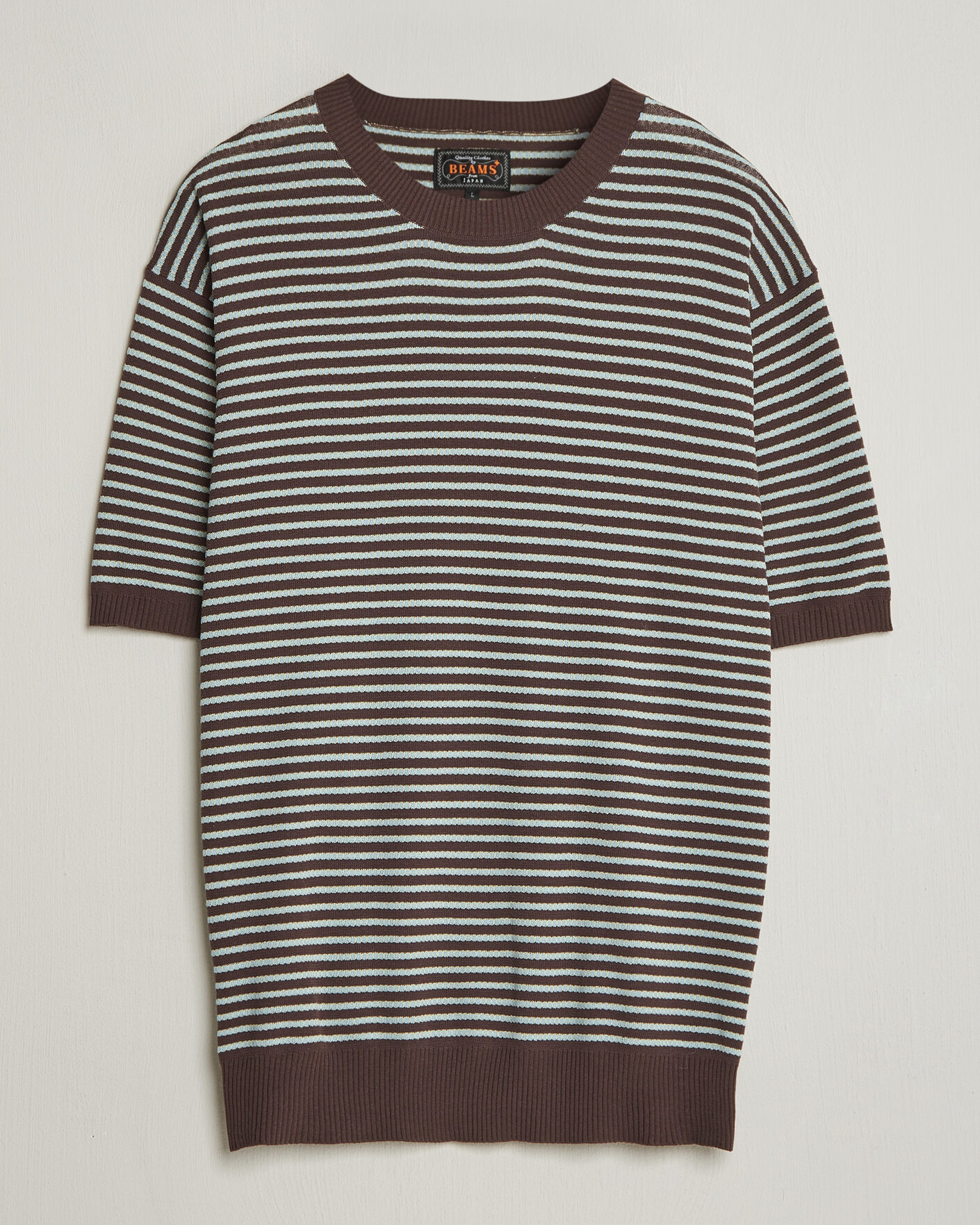 Men | T-Shirts | BEAMS PLUS | Jacquard Knit T-Shirt Brown