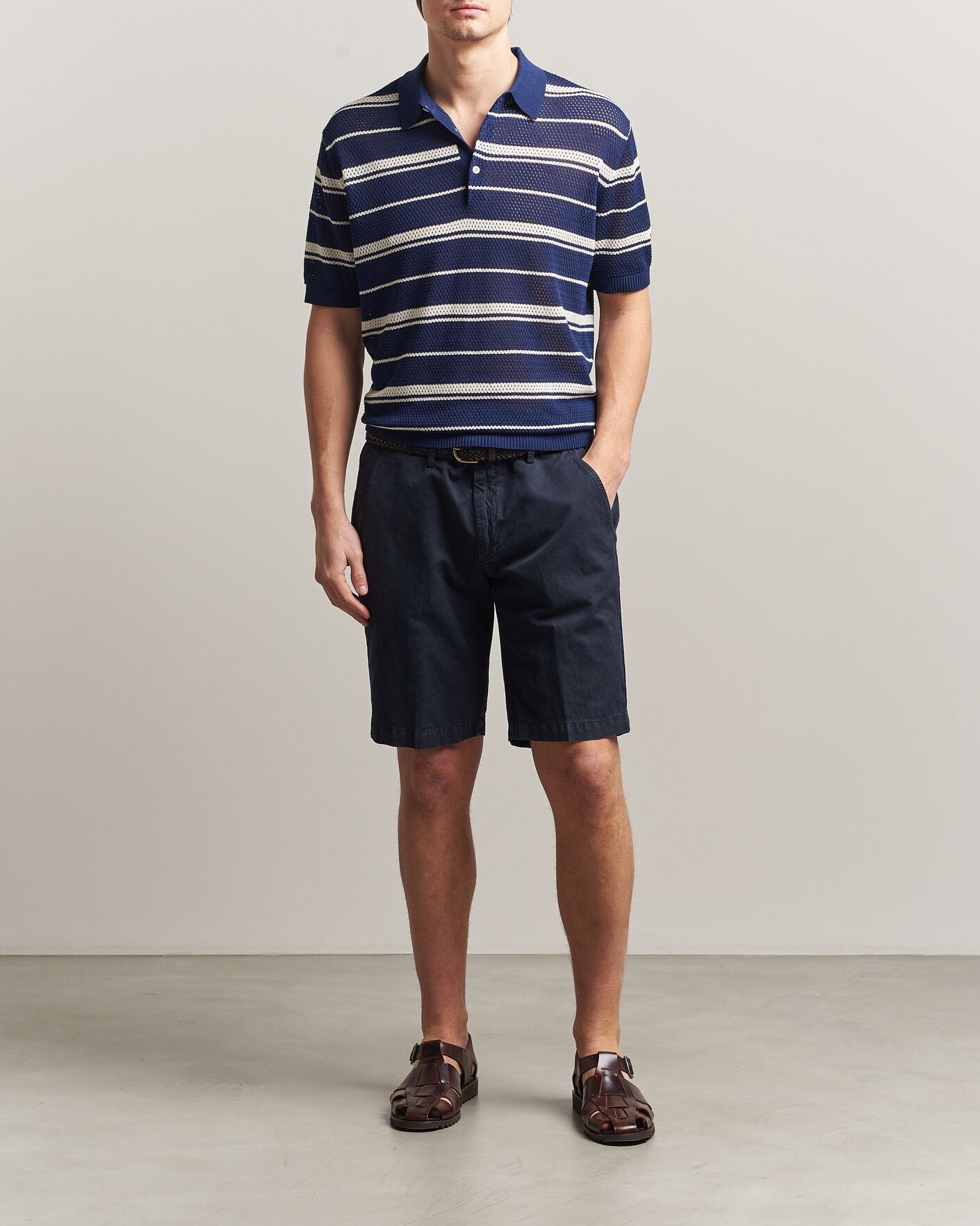 Men | Polo Shirts | BEAMS PLUS | Short Sleeve Mesh Knit Polo Navy