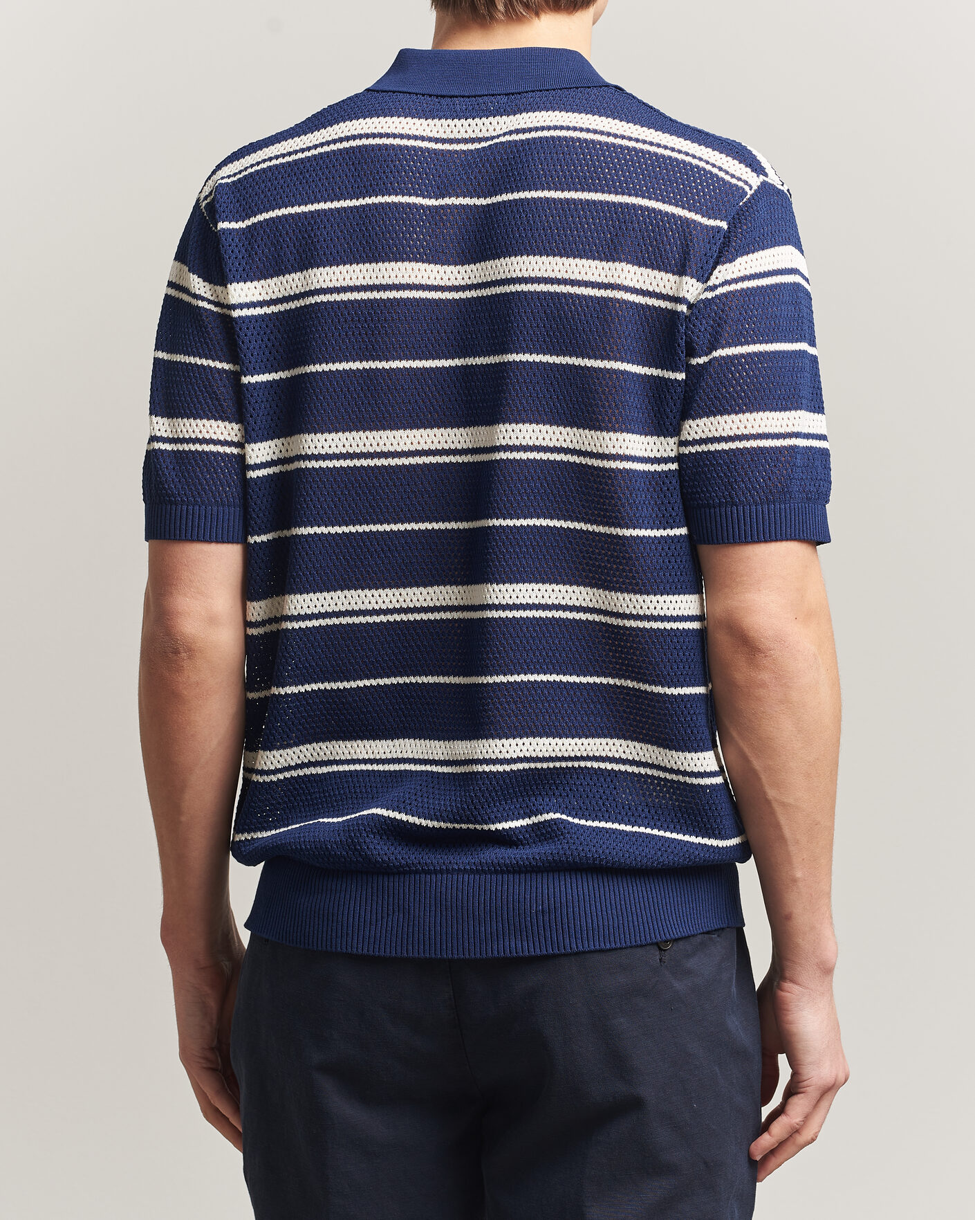Men | Polo Shirts | BEAMS PLUS | Short Sleeve Mesh Knit Polo Navy