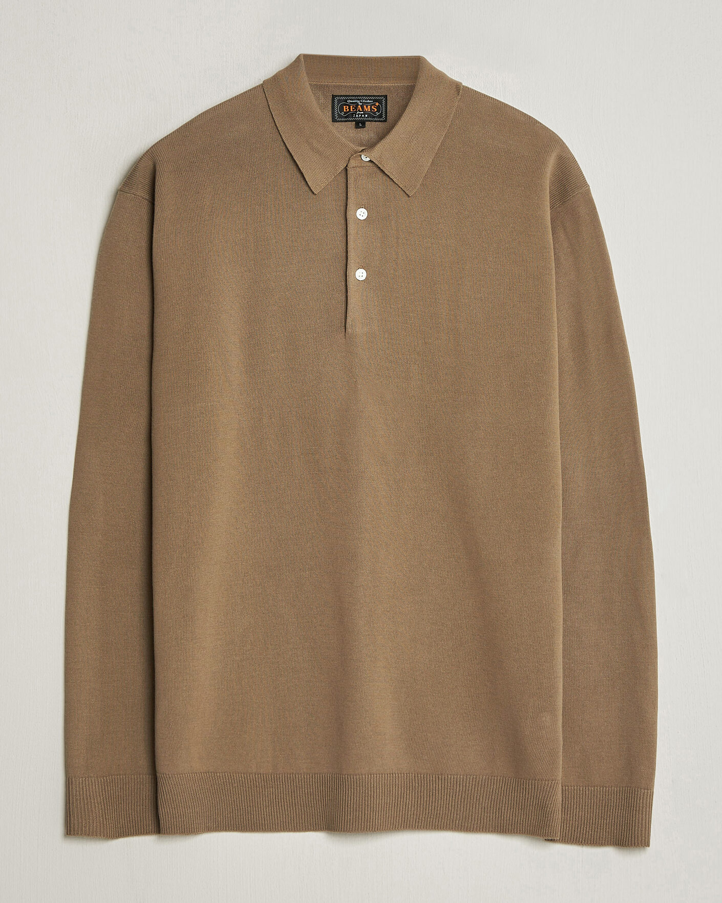 Men | Polo Shirts | BEAMS PLUS | Long Sleeve 12G Knit Polo Mocha