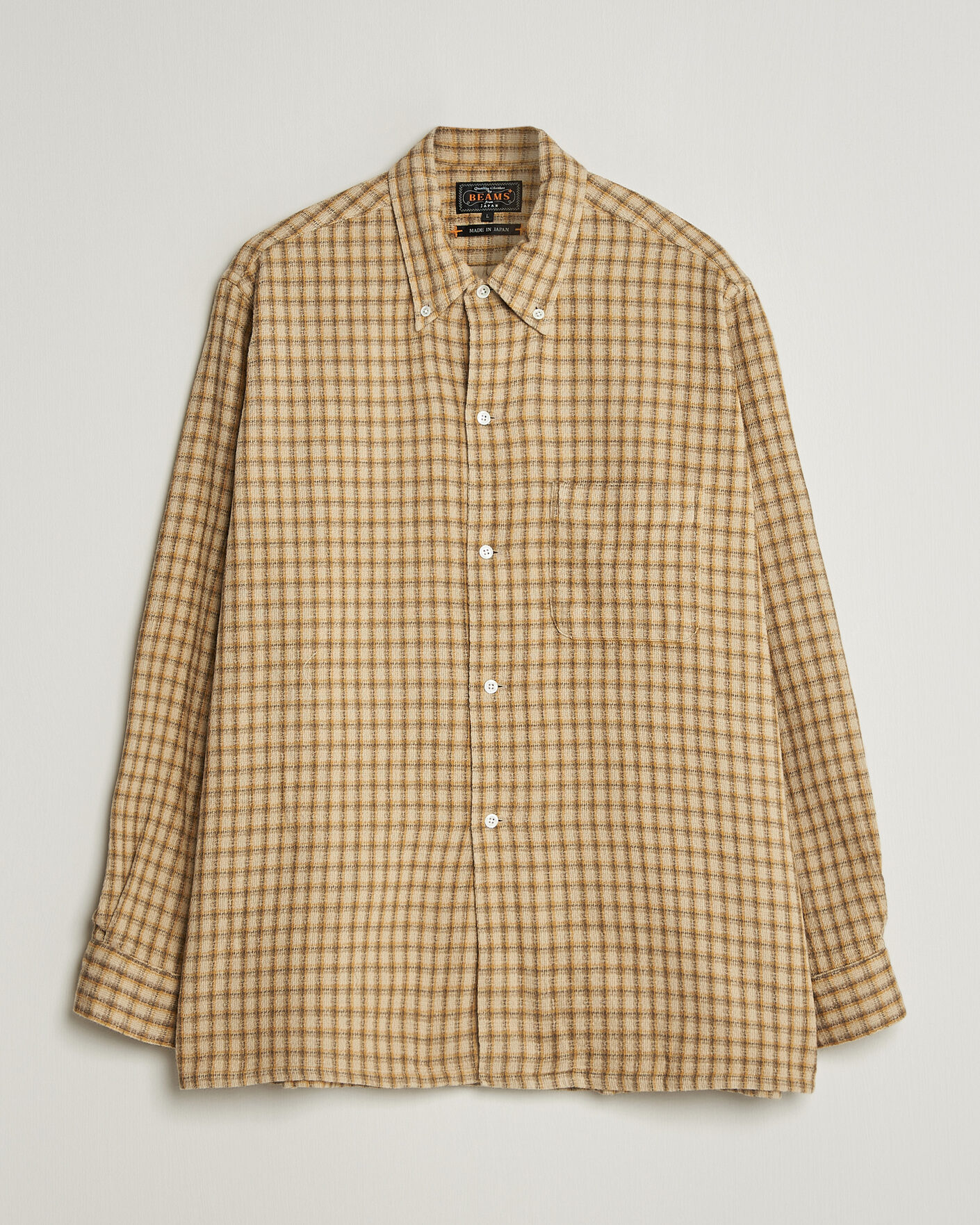 Men | Shirts | BEAMS PLUS | Panama Plaid Button Down Shirt Beige