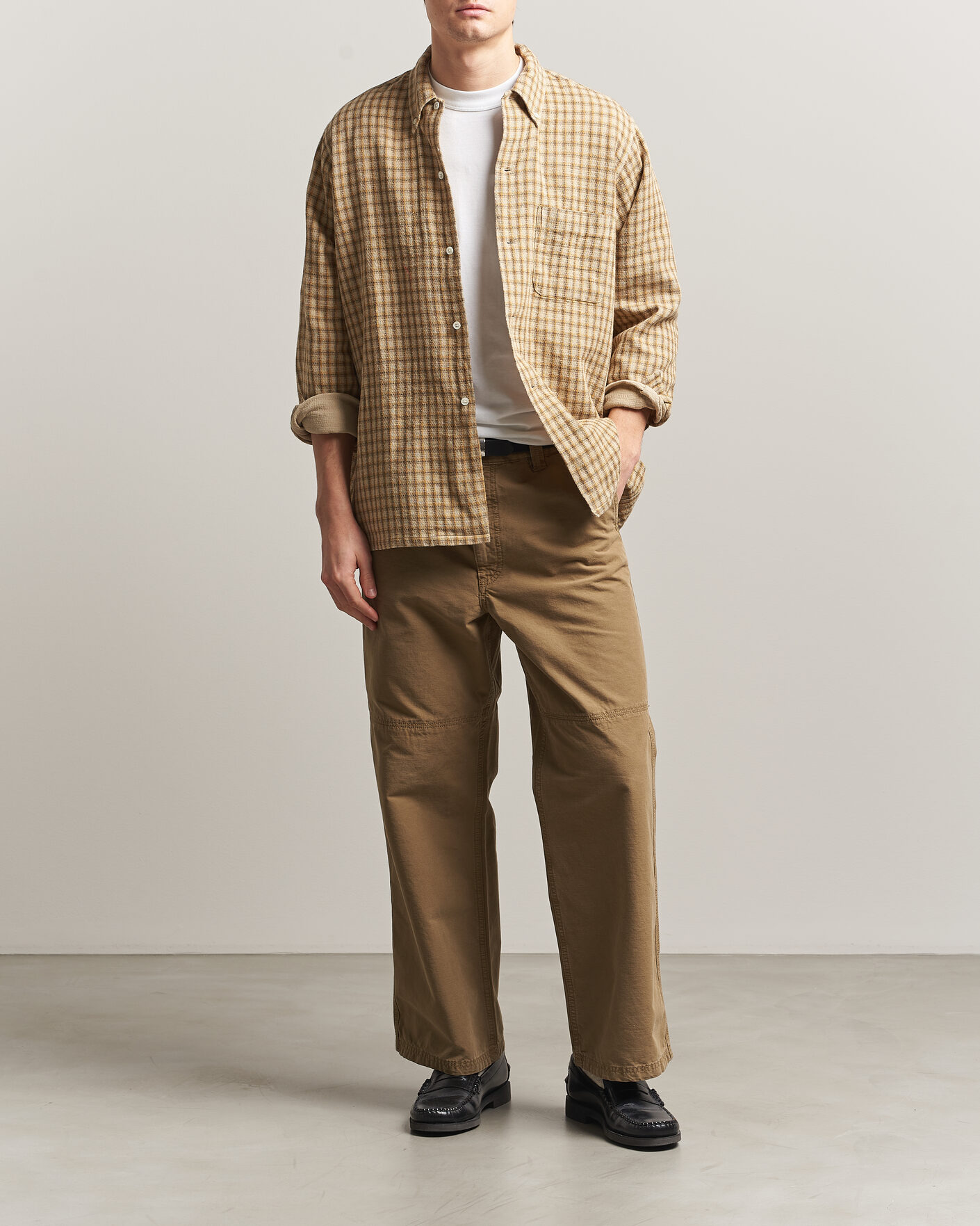 Men | Shirts | BEAMS PLUS | Panama Plaid Button Down Shirt Beige