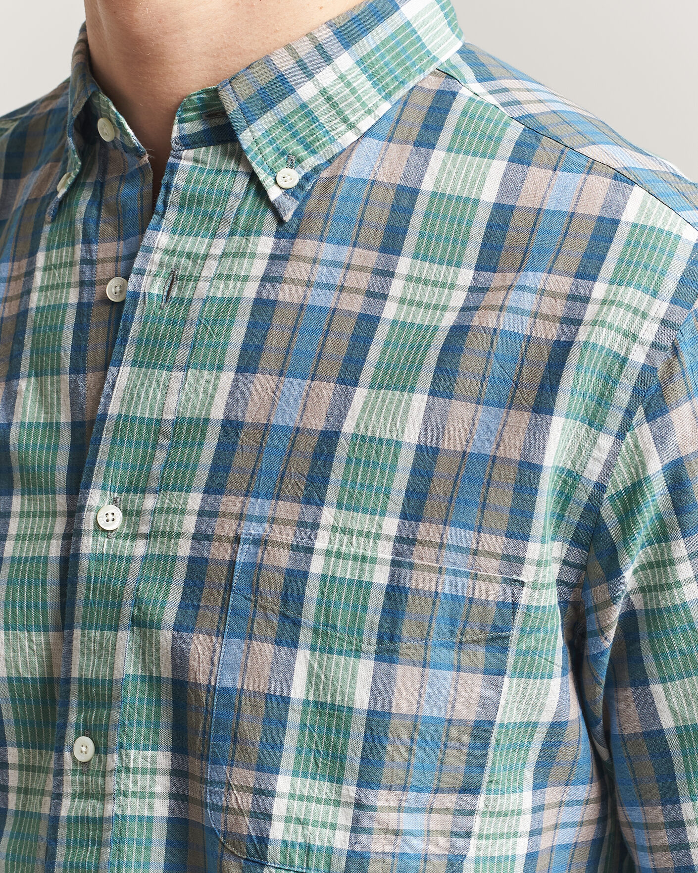Men | Shirts | BEAMS PLUS | Madras Button Down Shirt Blue