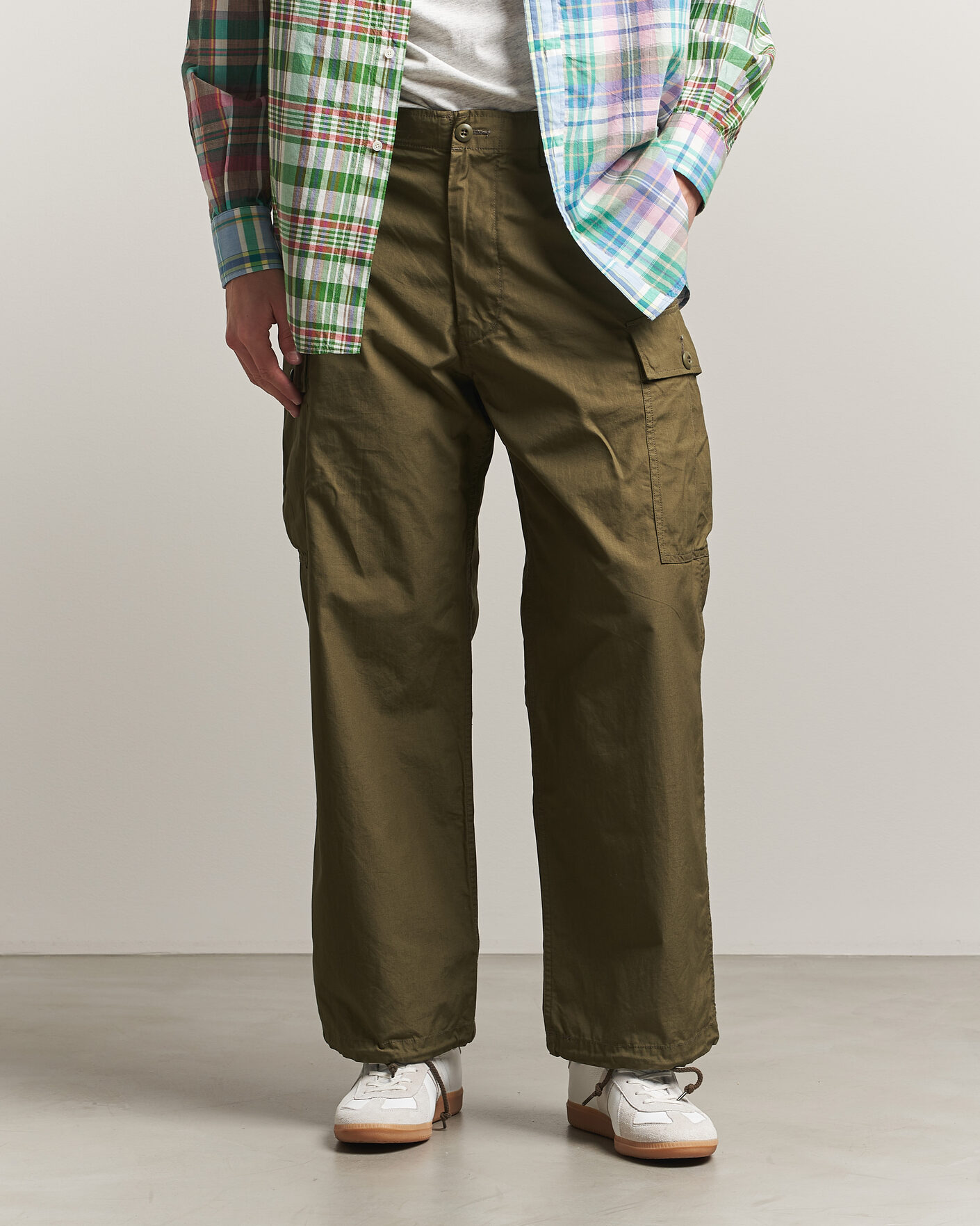 BEAMS PLUS Seersucker Ivy Trousers Navy at CareOfCarl.com