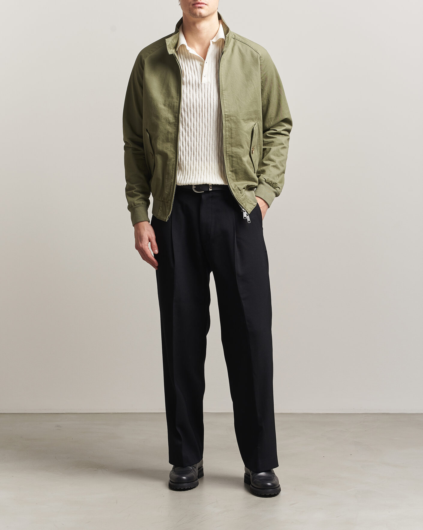 Baracuta G9 Washed Cotton Twill Jacket Lichen Green at CareOfCarl.com