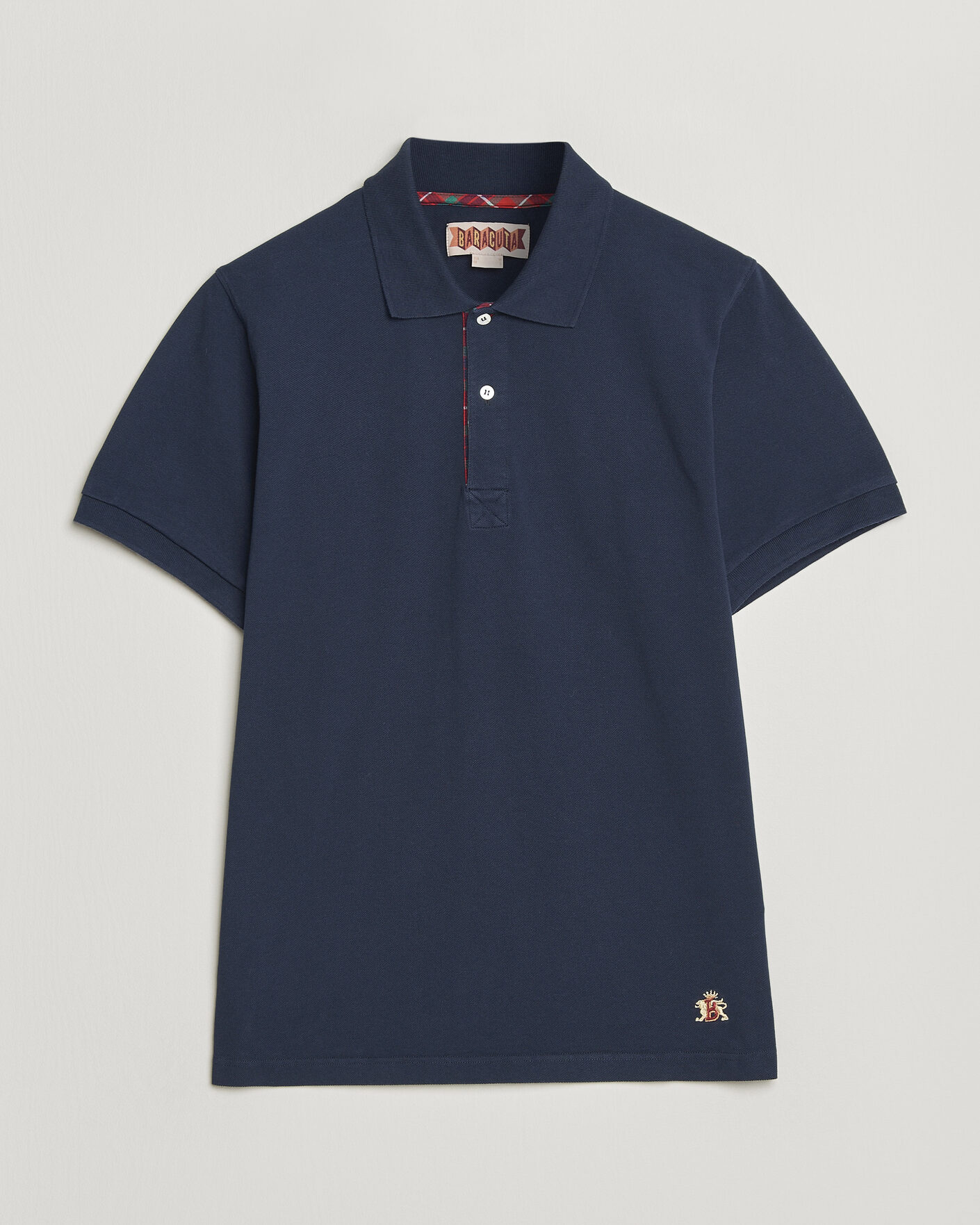 Men | Polo Shirts | Baracuta | Tartan Placket Piquet Polo Navy
