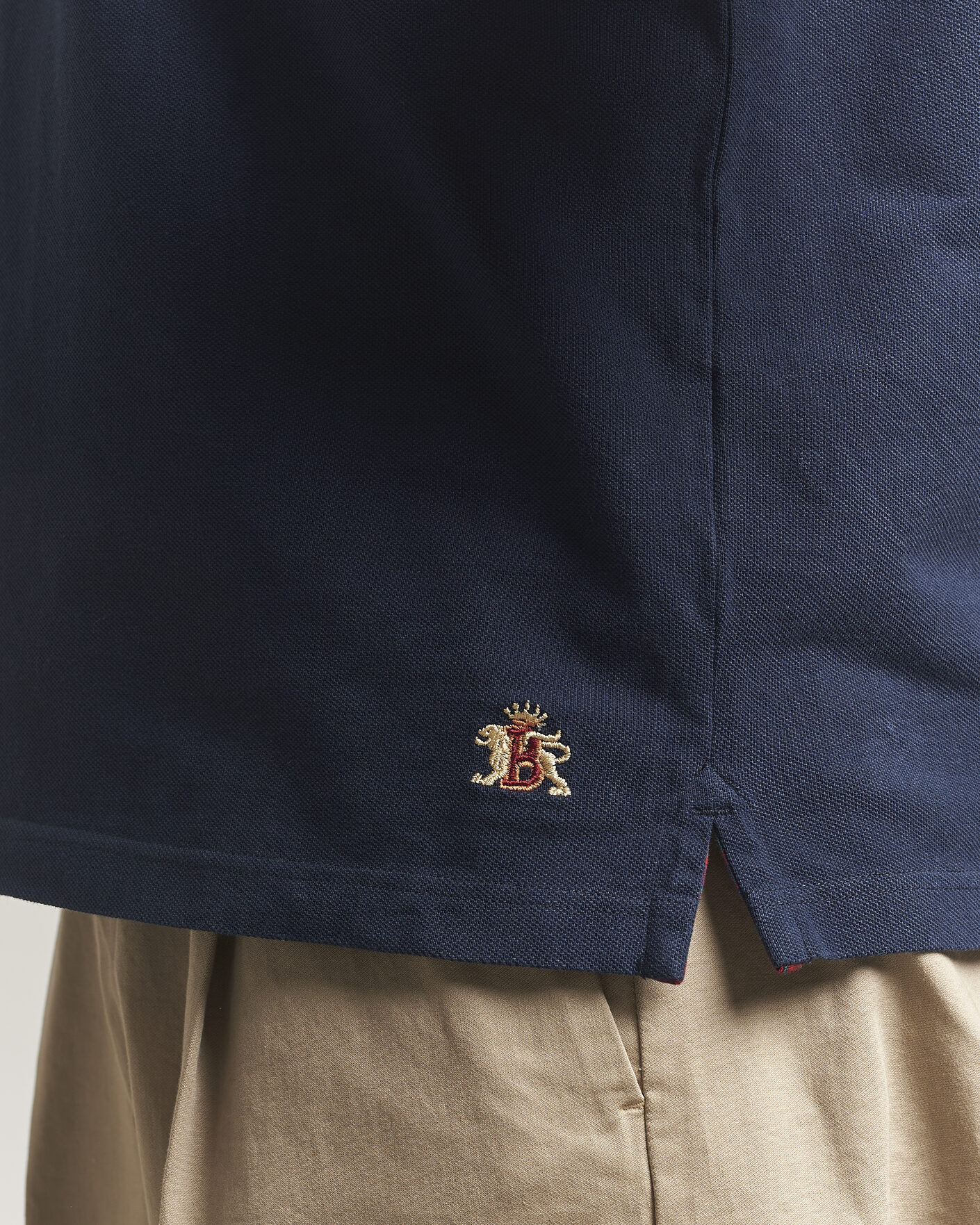 Men | Polo Shirts | Baracuta | Tartan Placket Piquet Polo Navy