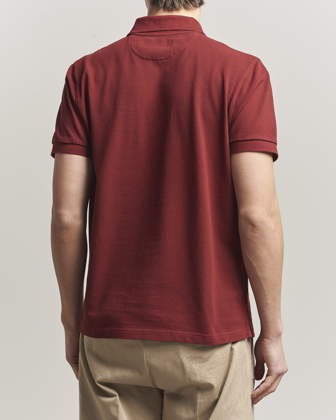 Men | Polo Shirts | Baracuta | Tartan Placket Piquet Polo Oxblood