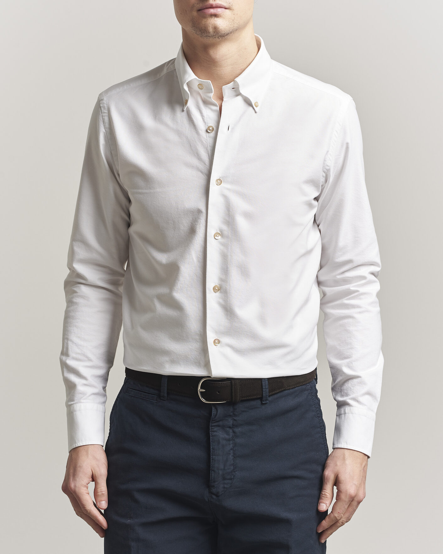 Men | Shirts | Grigio | Oxford Button Down Shirt White