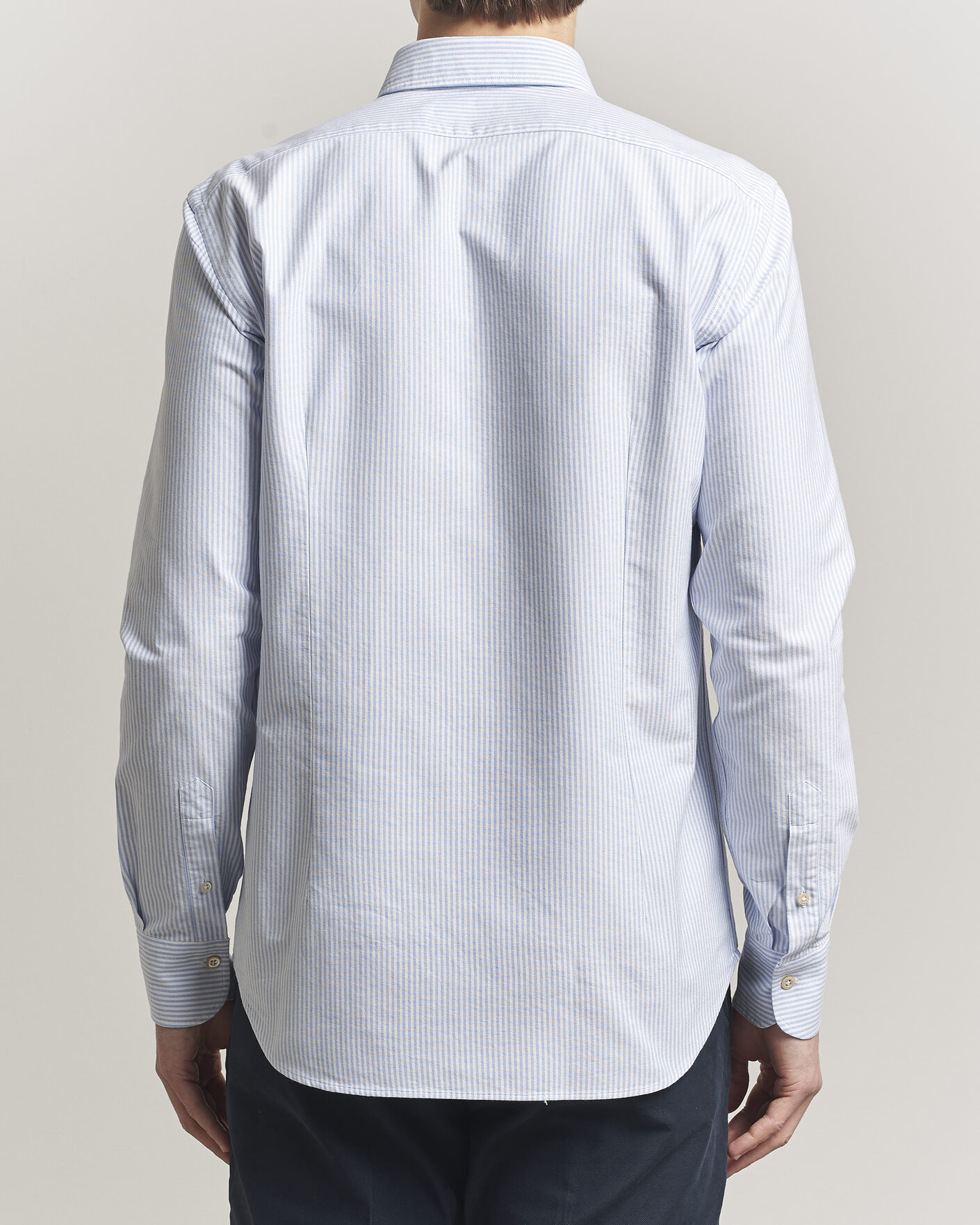 Men | Shirts | Grigio | Oxford Button Down Shirt Light Blue Stripe