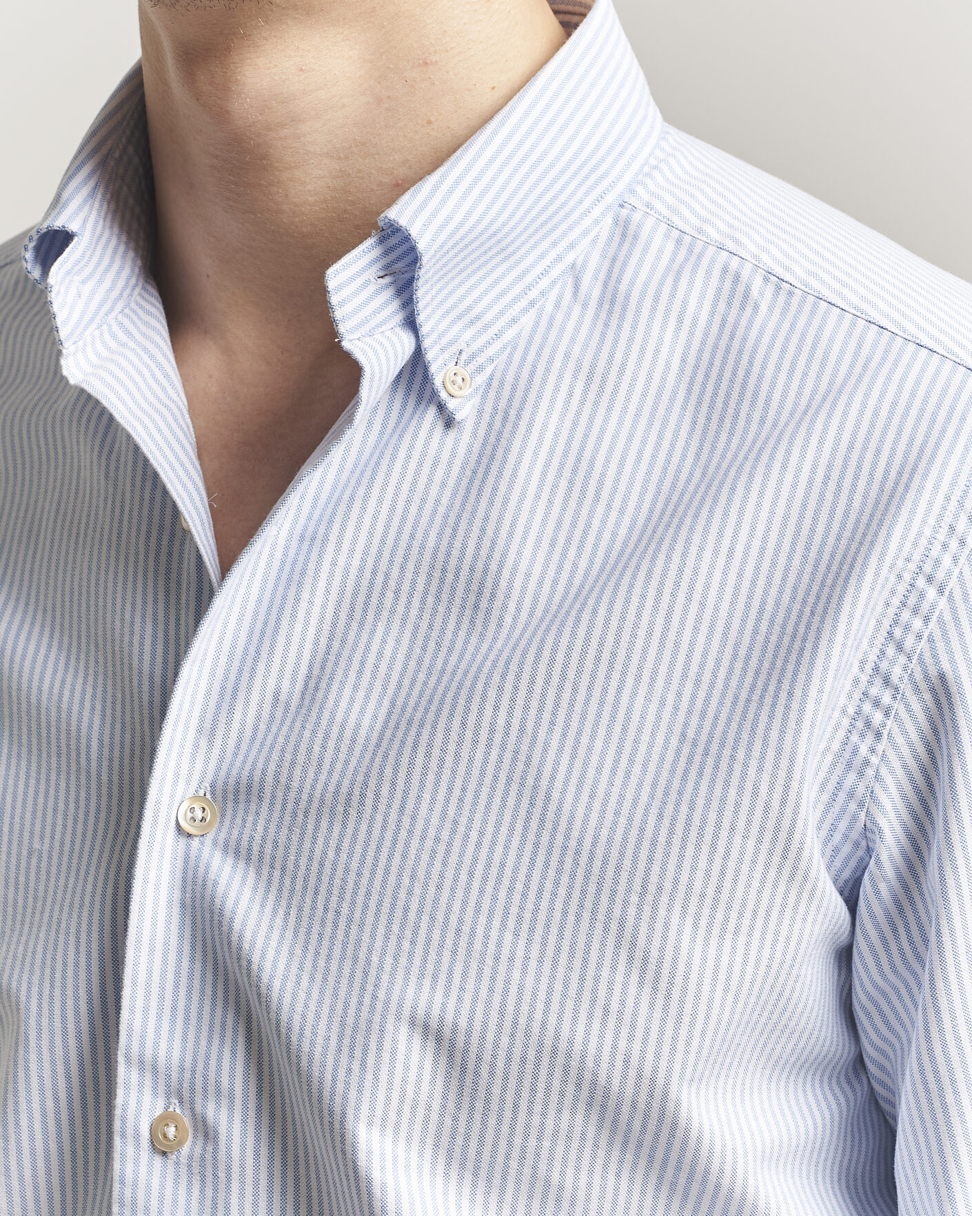 Men | Shirts | Grigio | Oxford Button Down Shirt Light Blue Stripe