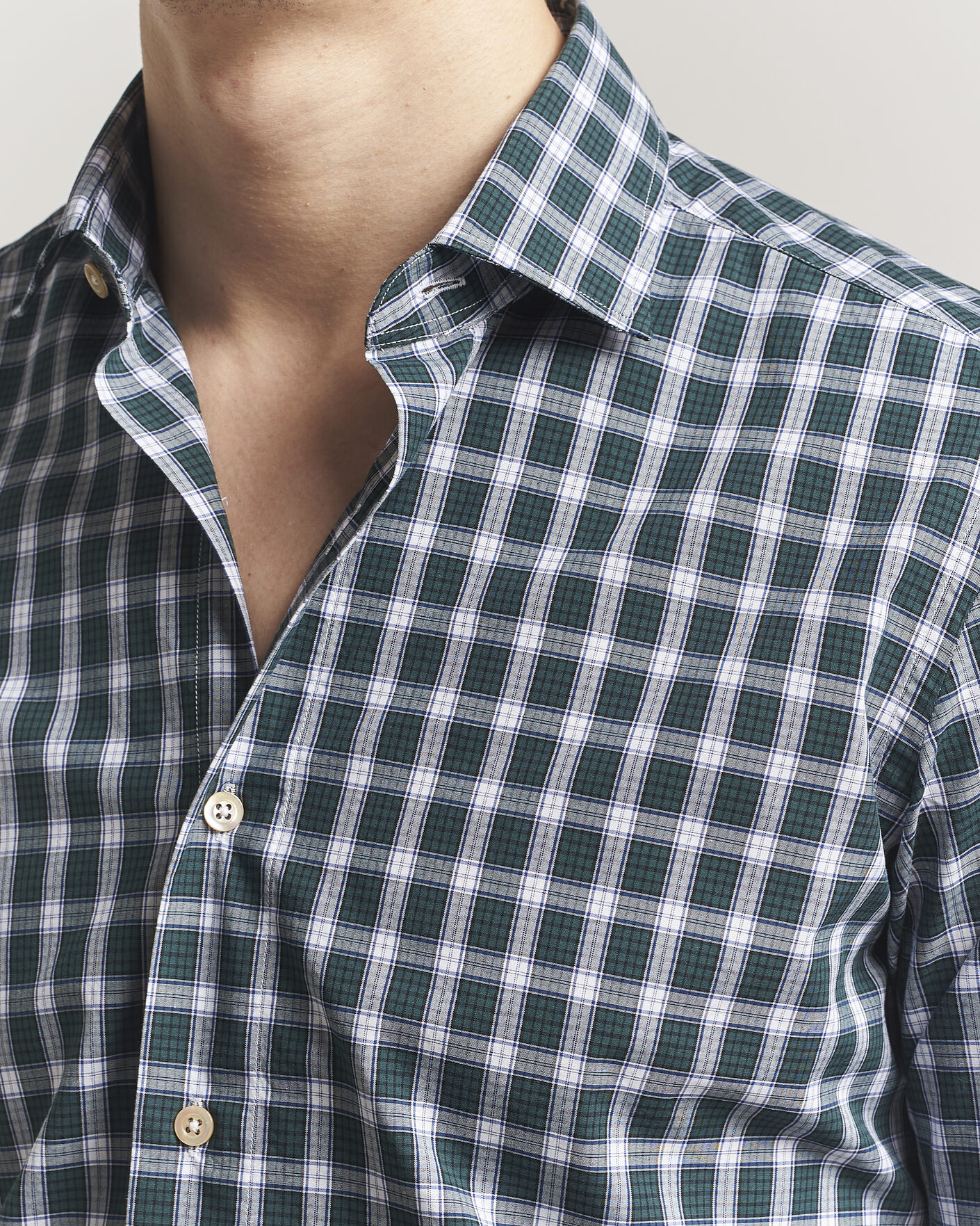 Men | Shirts | Grigio | Washed Casual Shirt Green Check