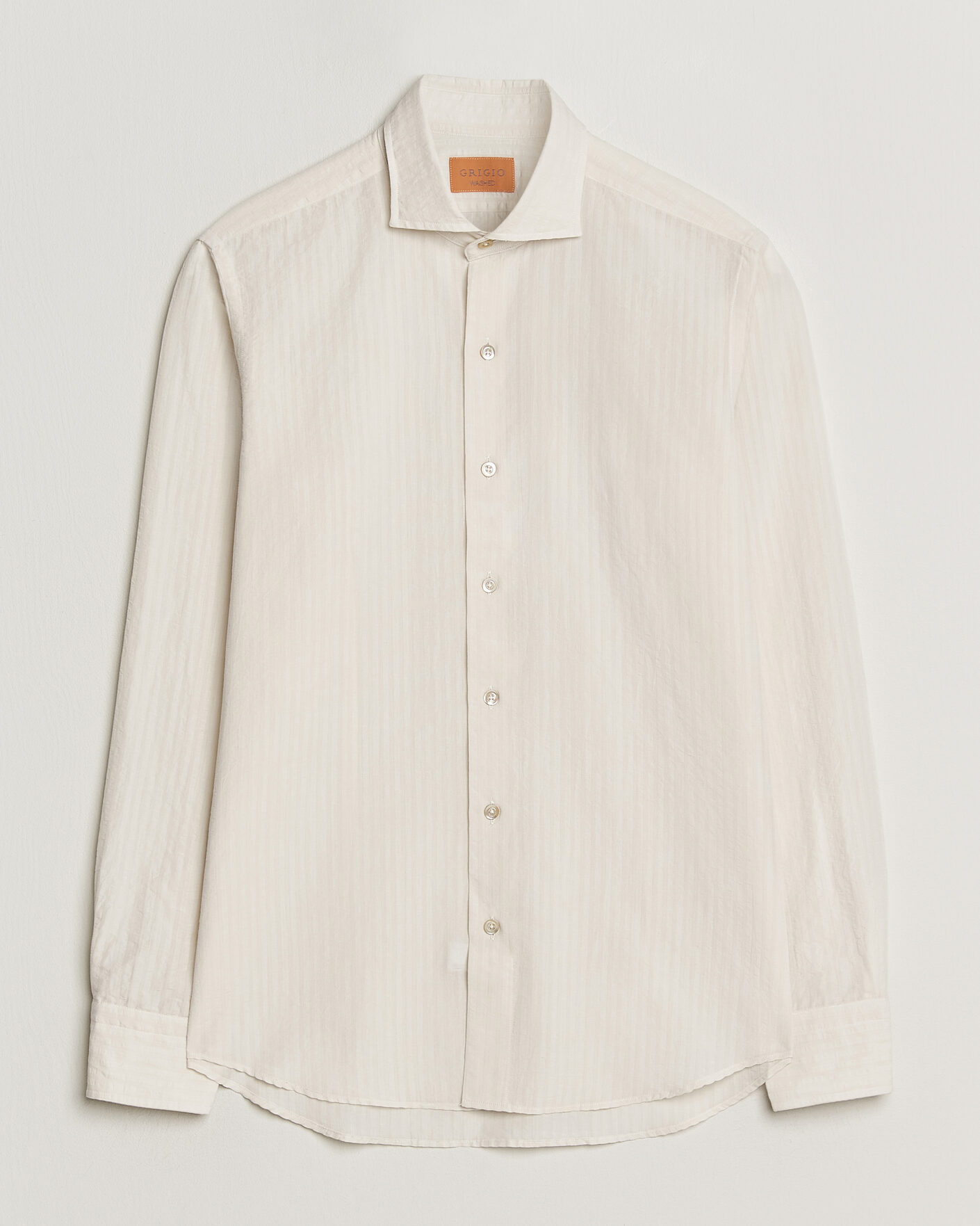 Men | Shirts | Grigio | Cotton/Linen Seersucker Shirt Off White