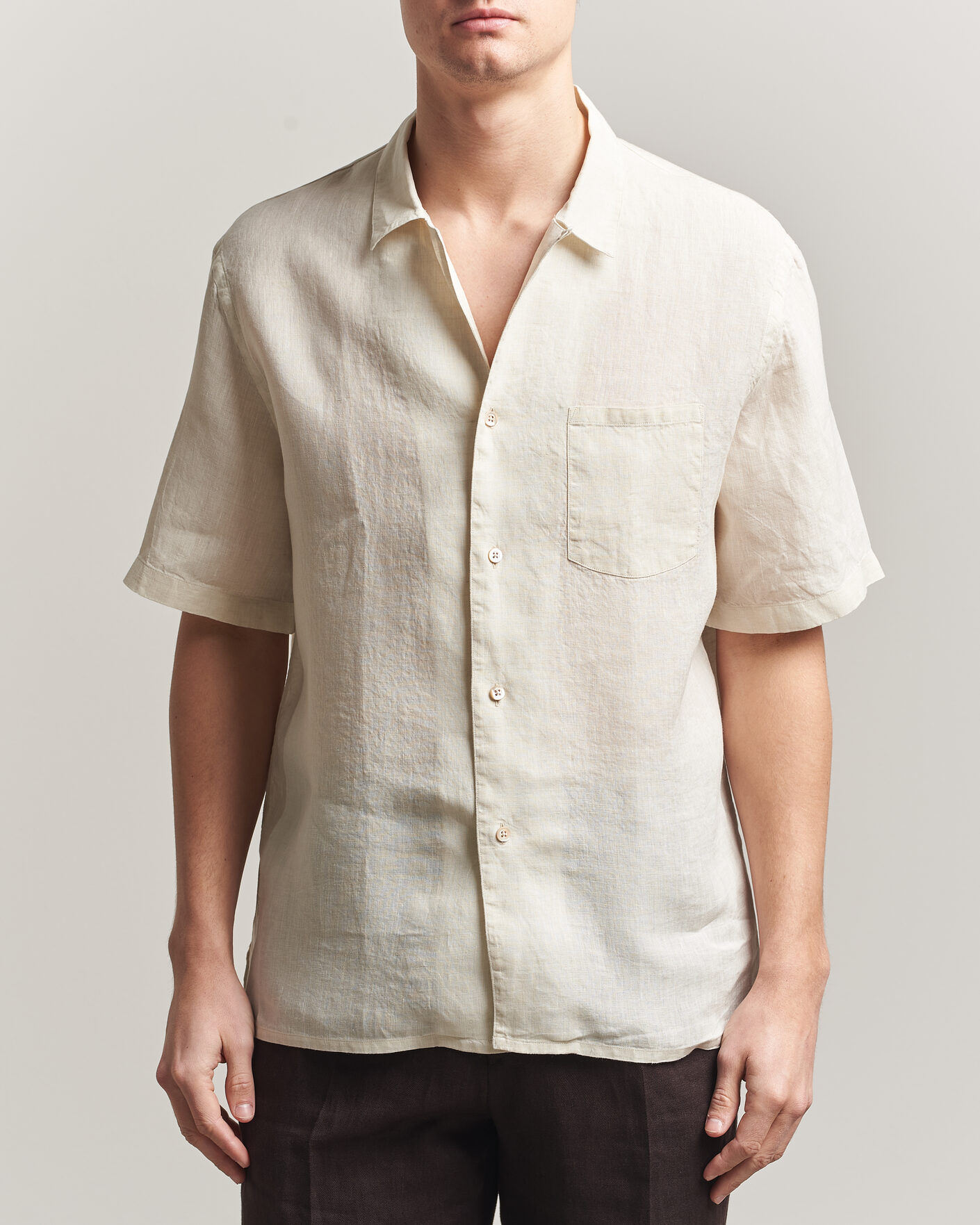 レディース ARGUE MILITARY COTTON LINEN SHIRT アイボリー