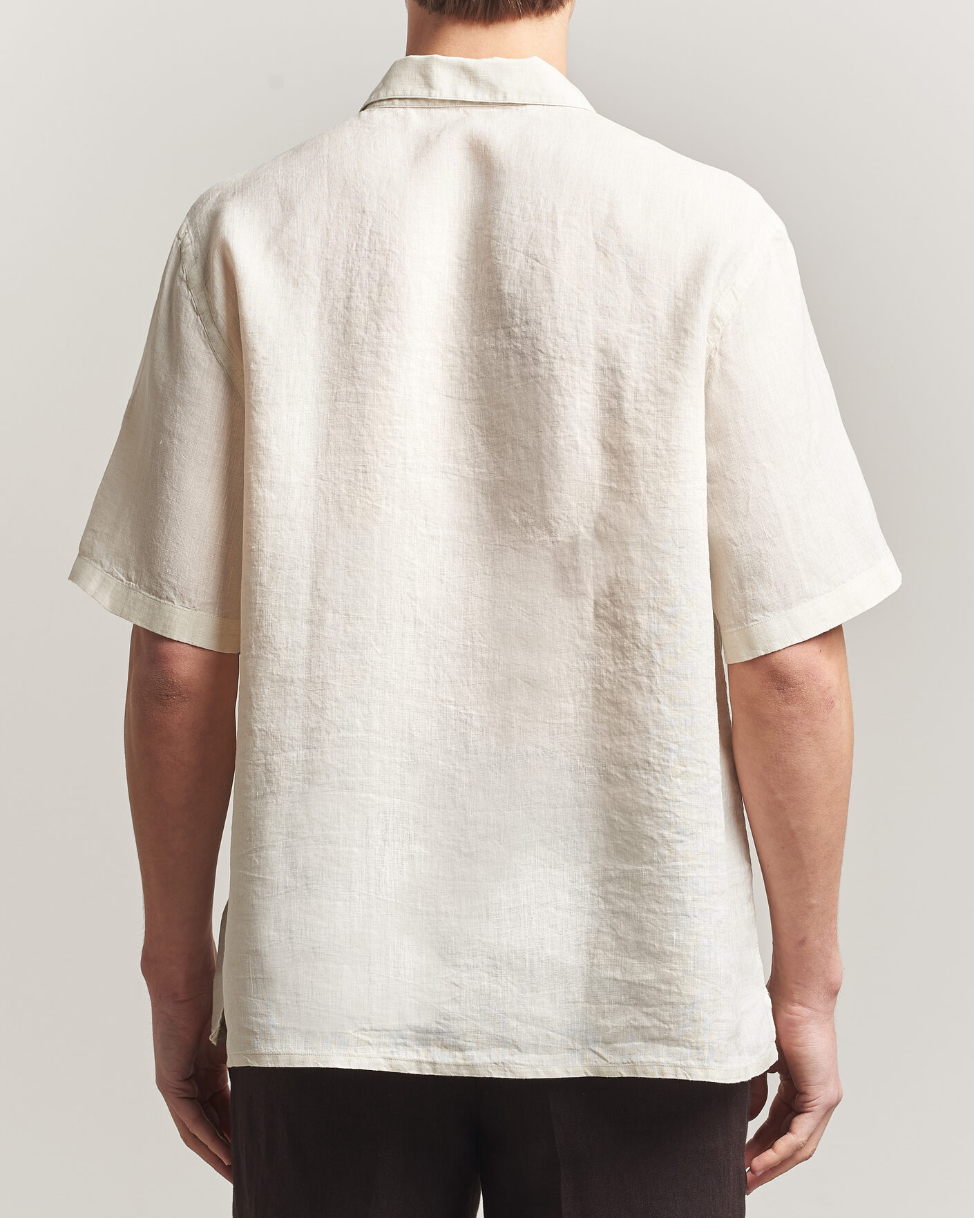 Men | Shirts | Grigio | Linen Camp Collar Shirt White