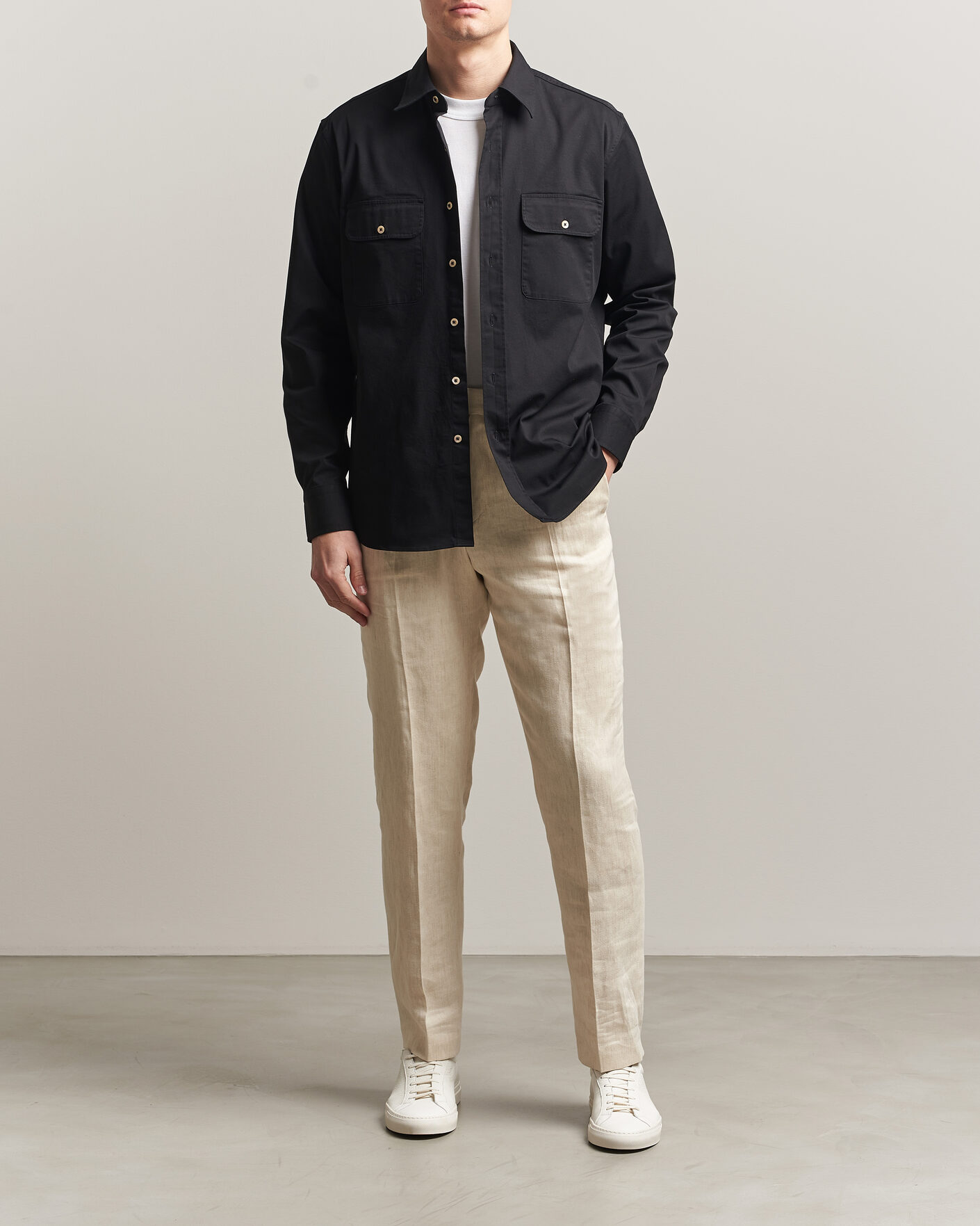 Men | Shirts | Grigio | Illinois Cotton Overshirt Black