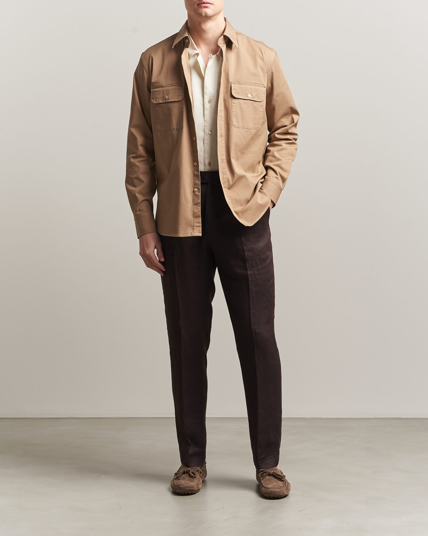 Men | Shirts | Grigio | Illinois Cotton Overshirt Khaki