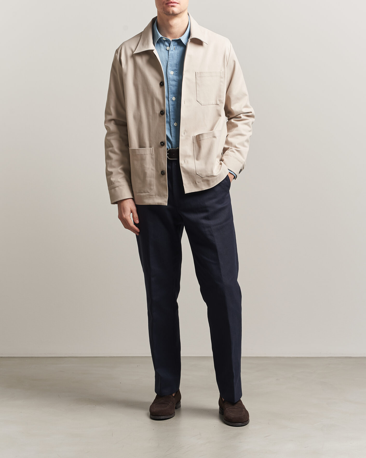 Men | Coats & Jackets | Grigio | Cotton Chore Jacket Beige