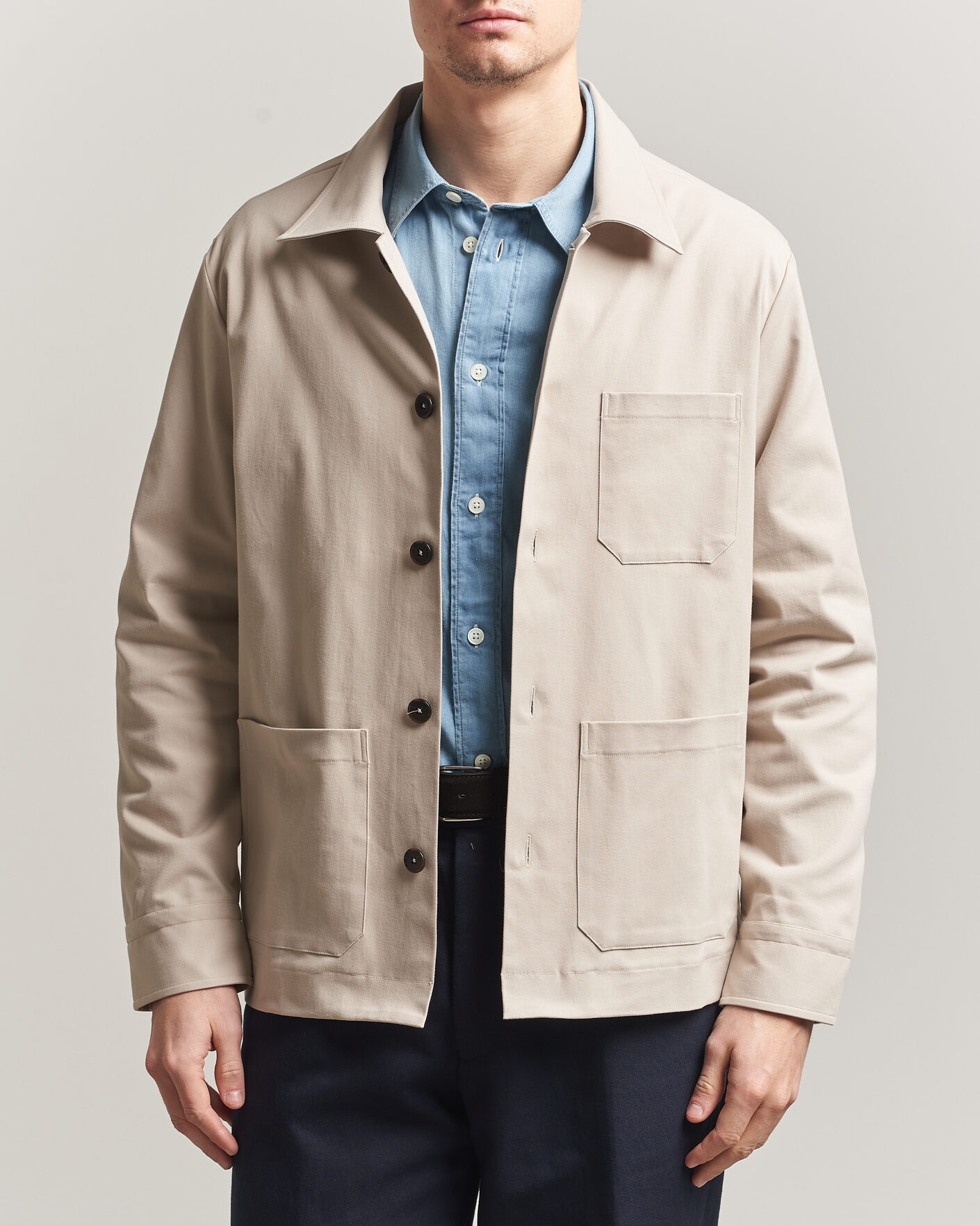 Men | Coats & Jackets | Grigio | Cotton Chore Jacket Beige