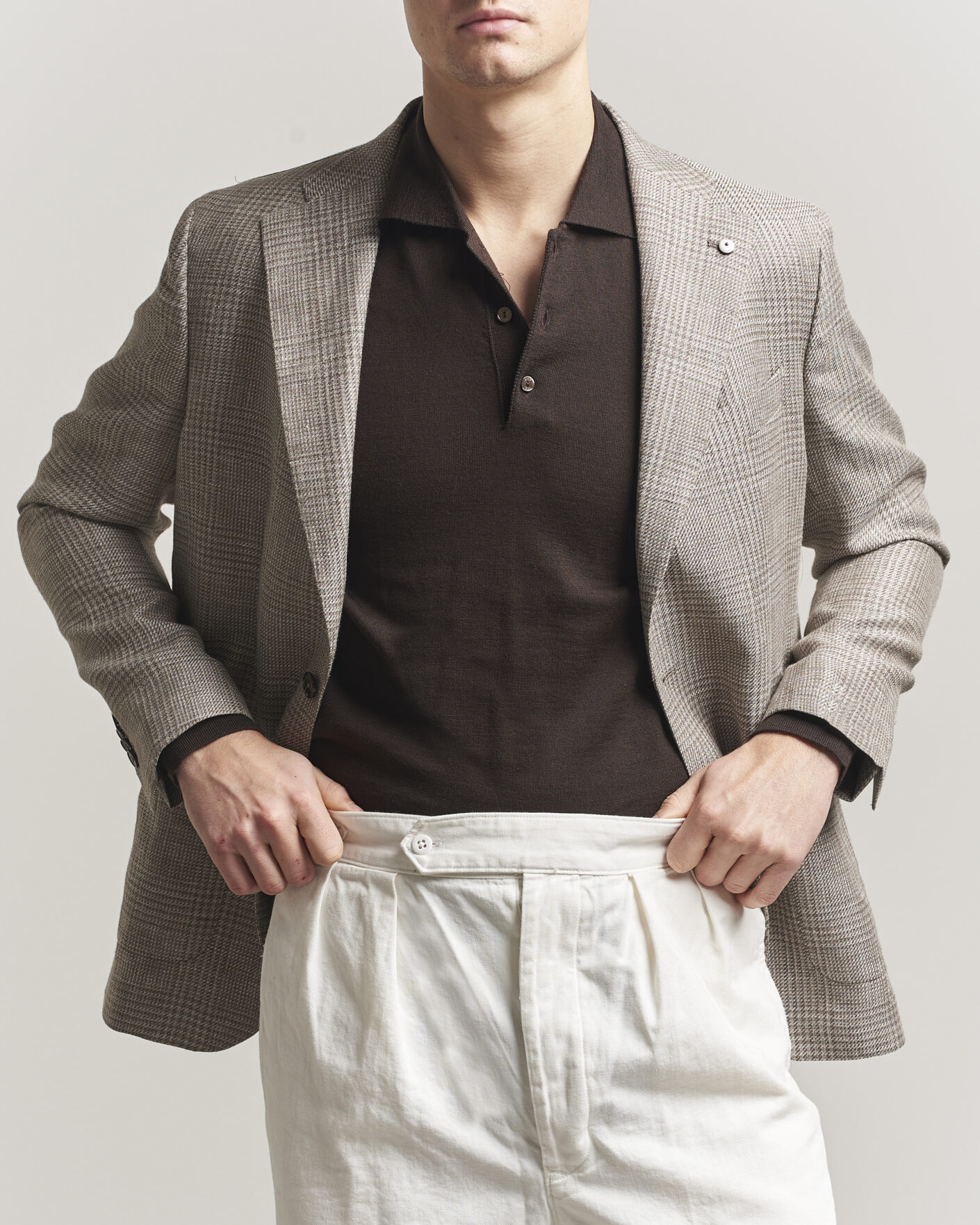 Men | Blazers | L.B.M. 1911 | Jack Regular Fit Linen/Wool Checked Blazer Taupe