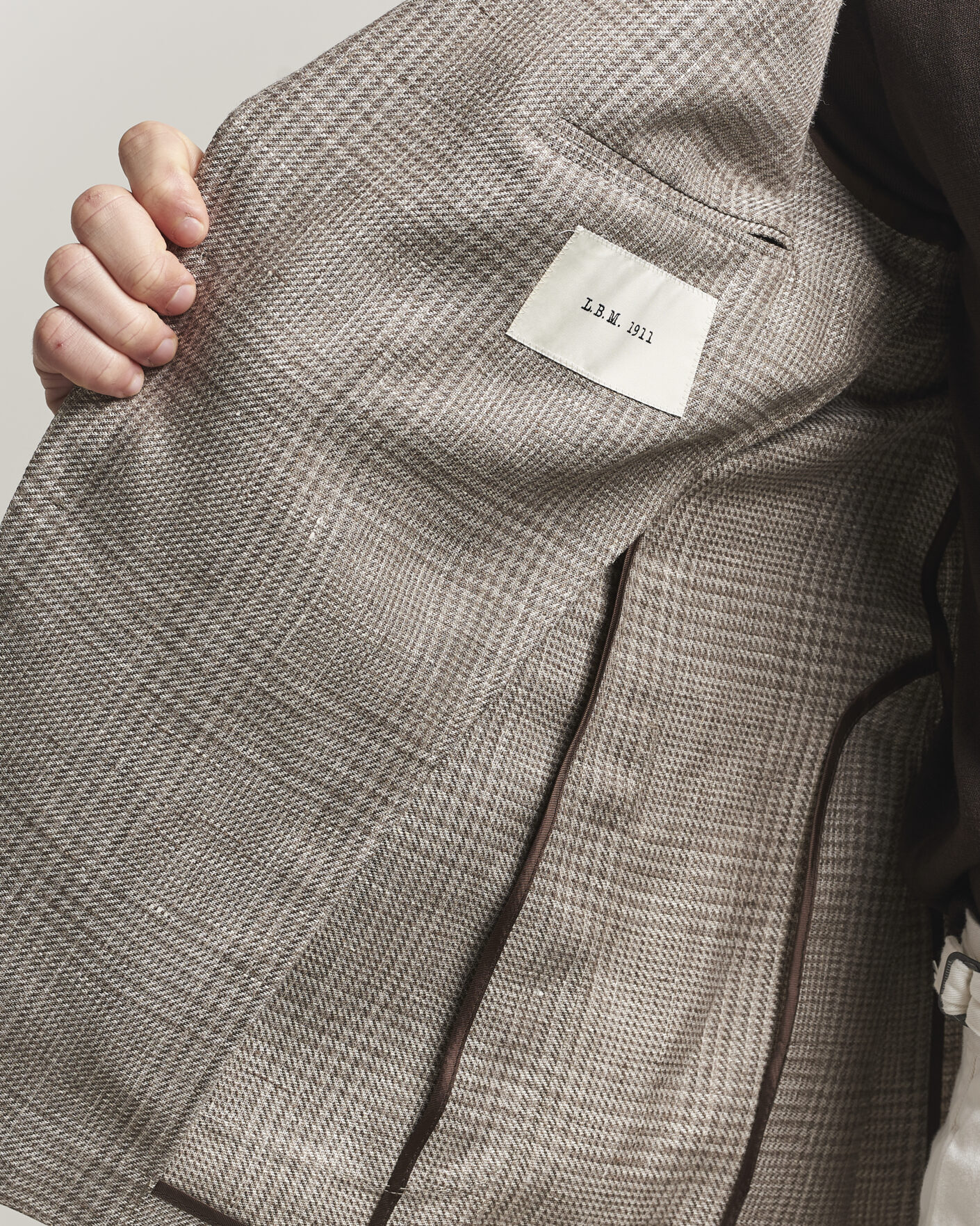Men | Blazers | L.B.M. 1911 | Jack Regular Fit Linen/Wool Checked Blazer Taupe