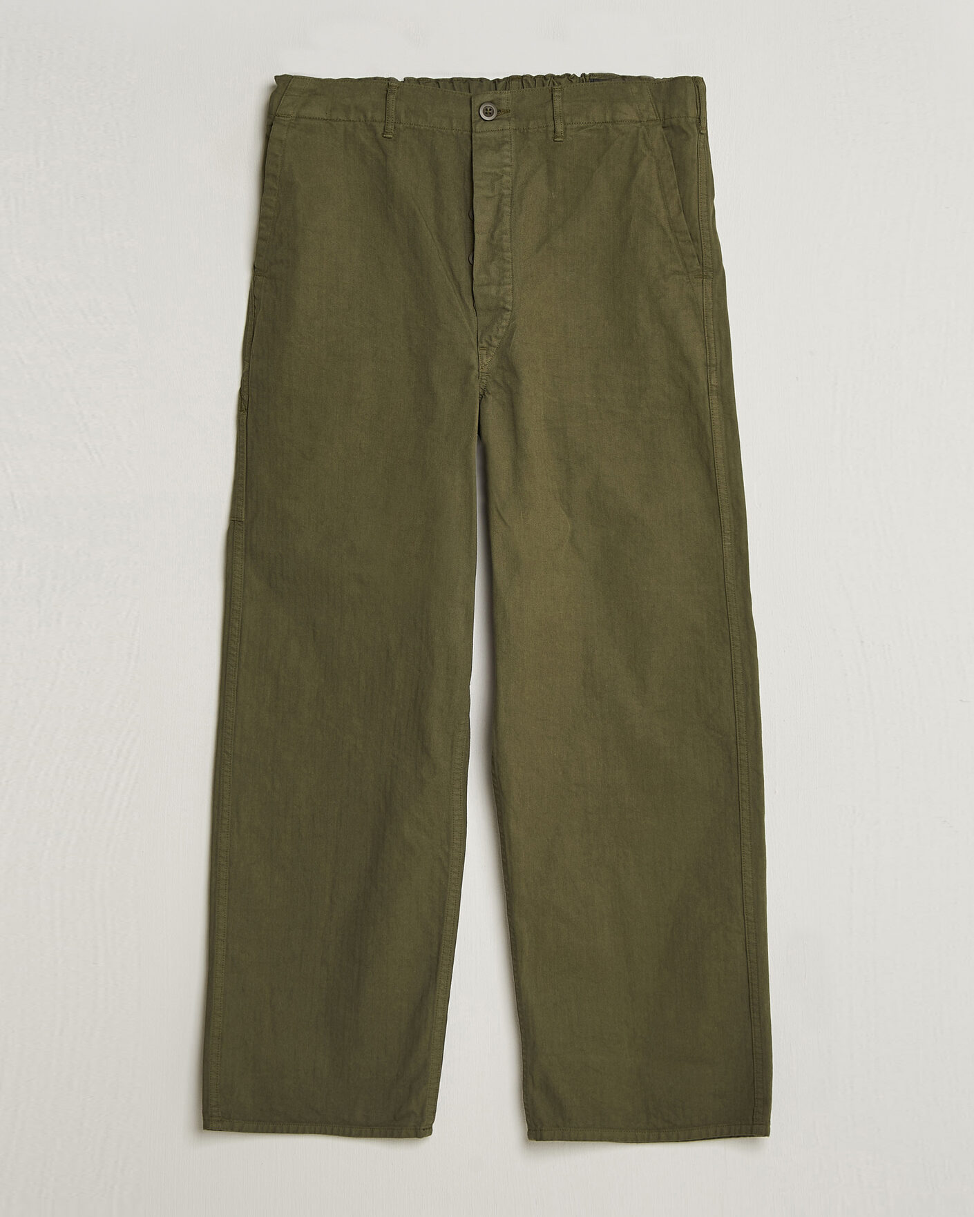 Men | Trousers | orSlow | Wide Fit French Work Pants Army Green