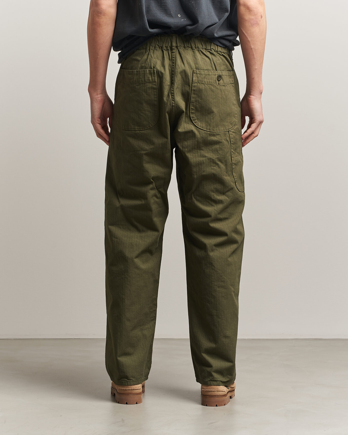 Men | Trousers | orSlow | Wide Fit French Work Pants Army Green