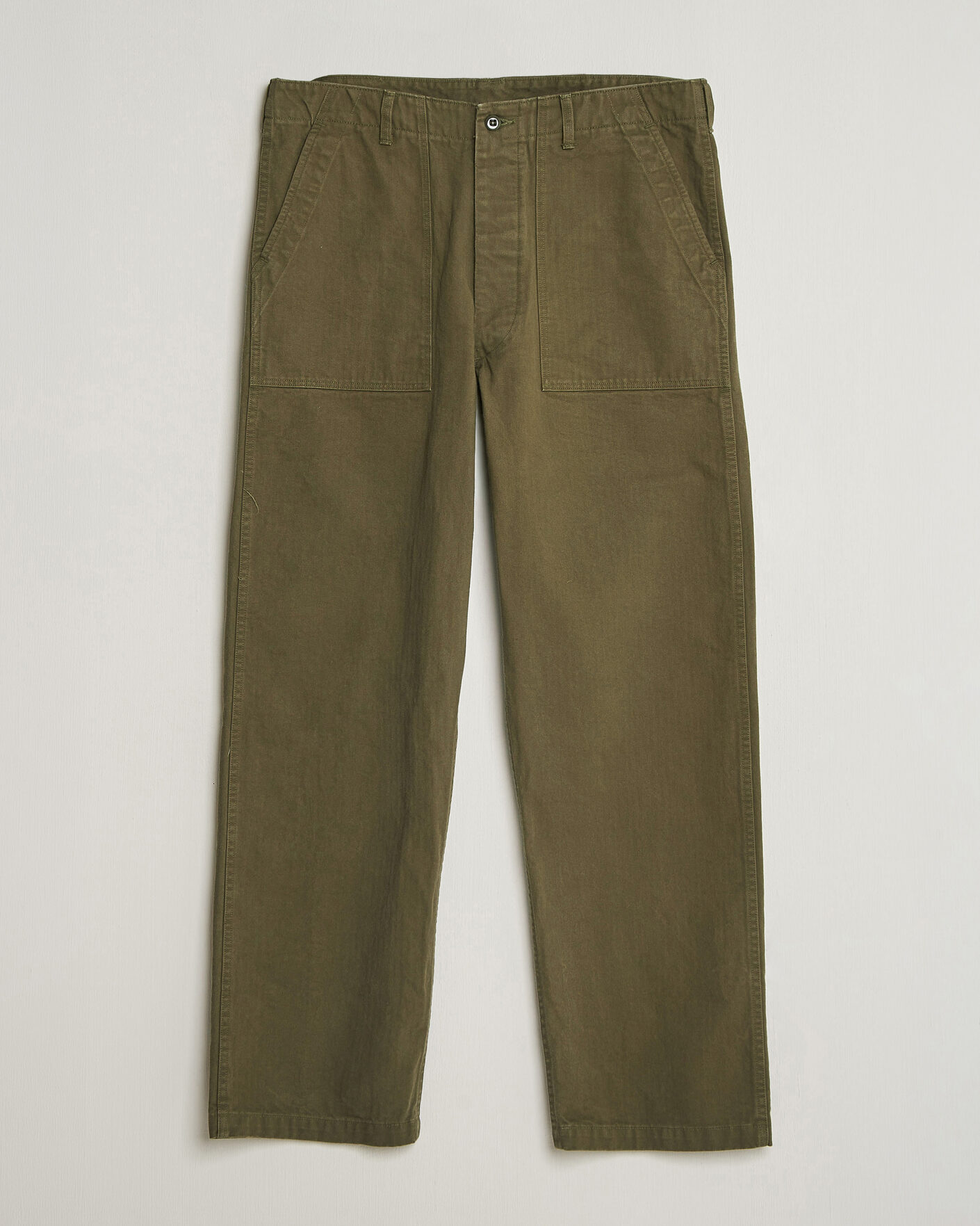 Men | Trousers | orSlow | Vintage Fit Herringbone Fatigue Pants Army Green