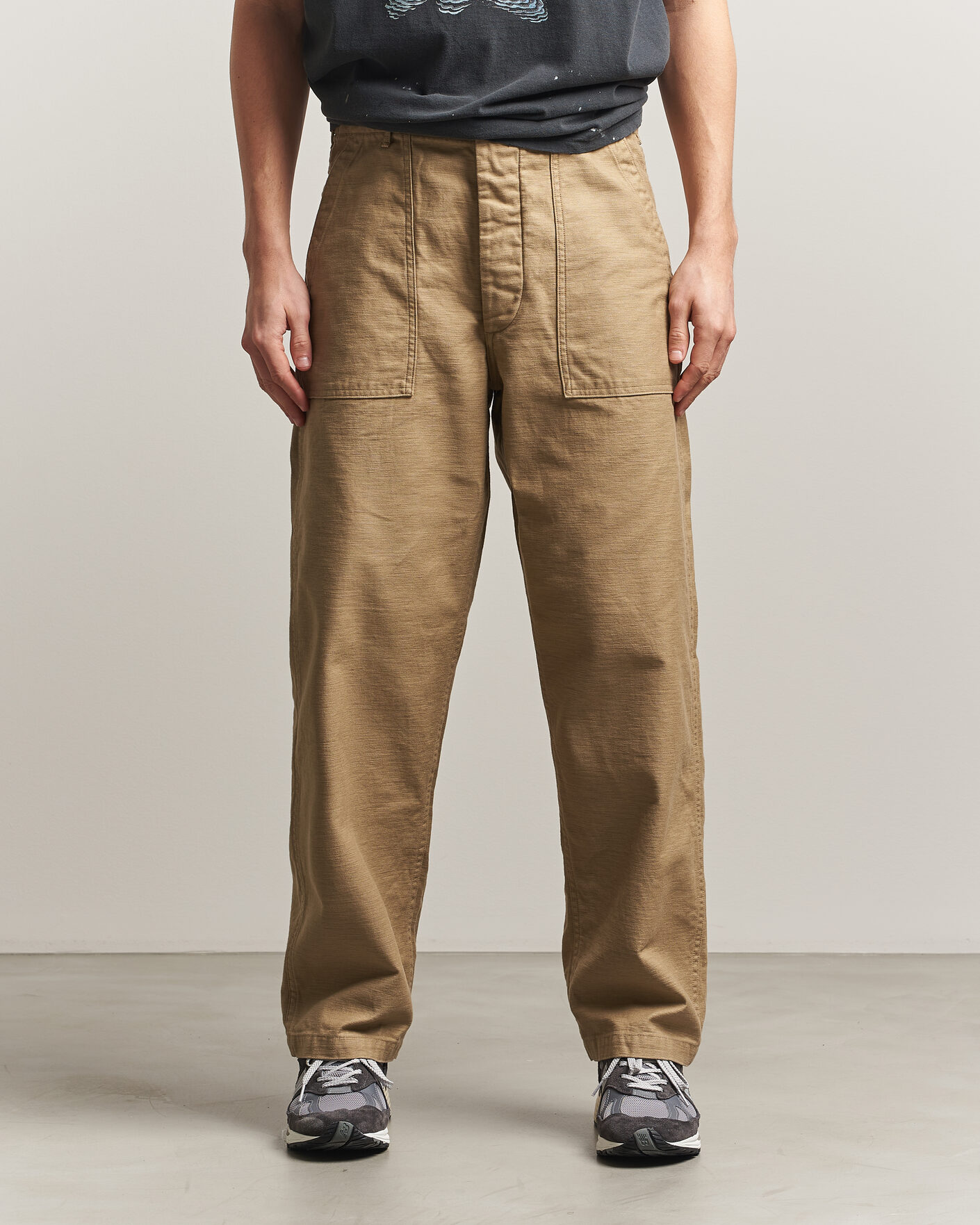 Men | Trousers | orSlow | Regular Fit Original Sateen Fatigue Pants Sand Beige