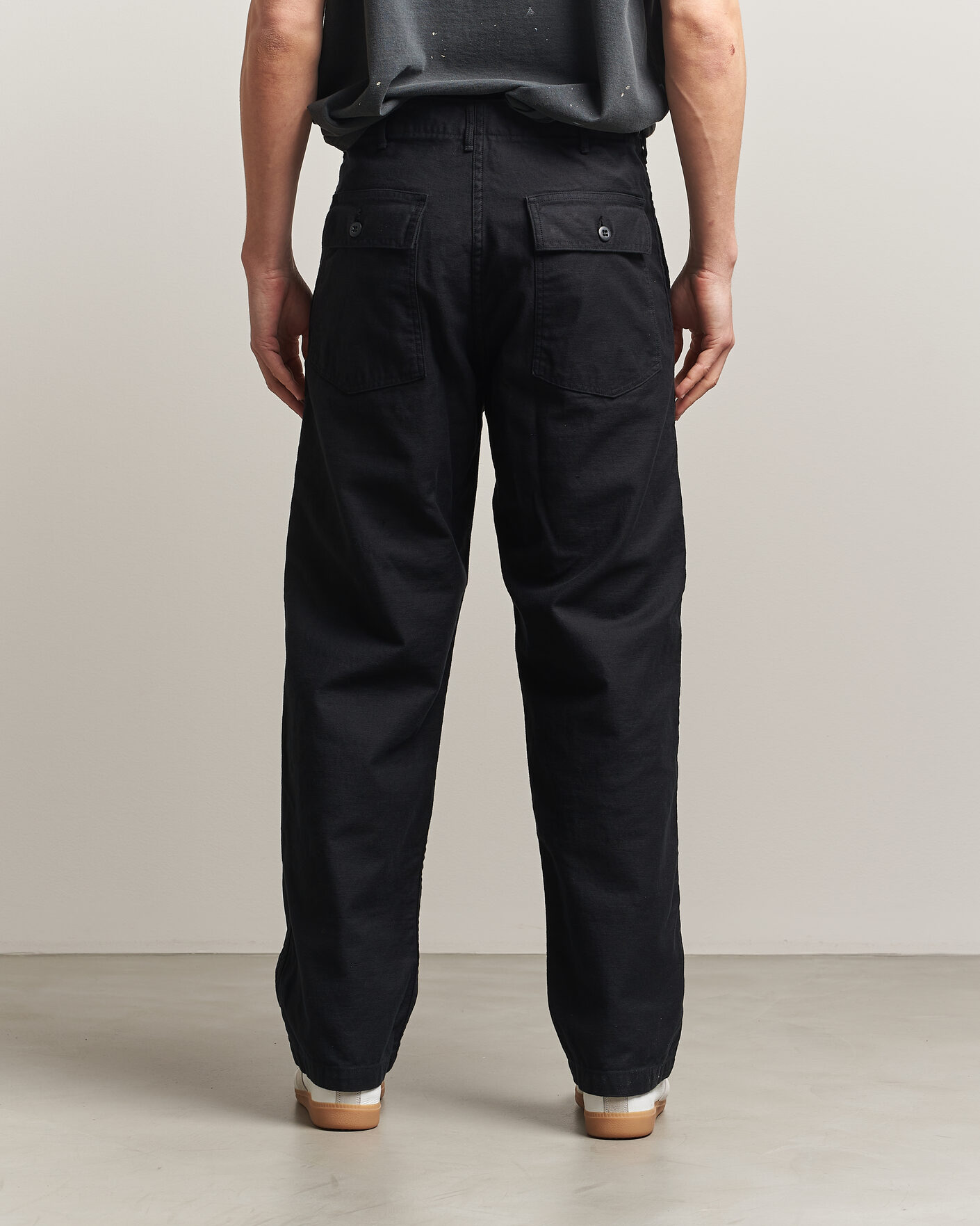 orSlow Regular Fit Original Sateen Fatigue Pants Black at