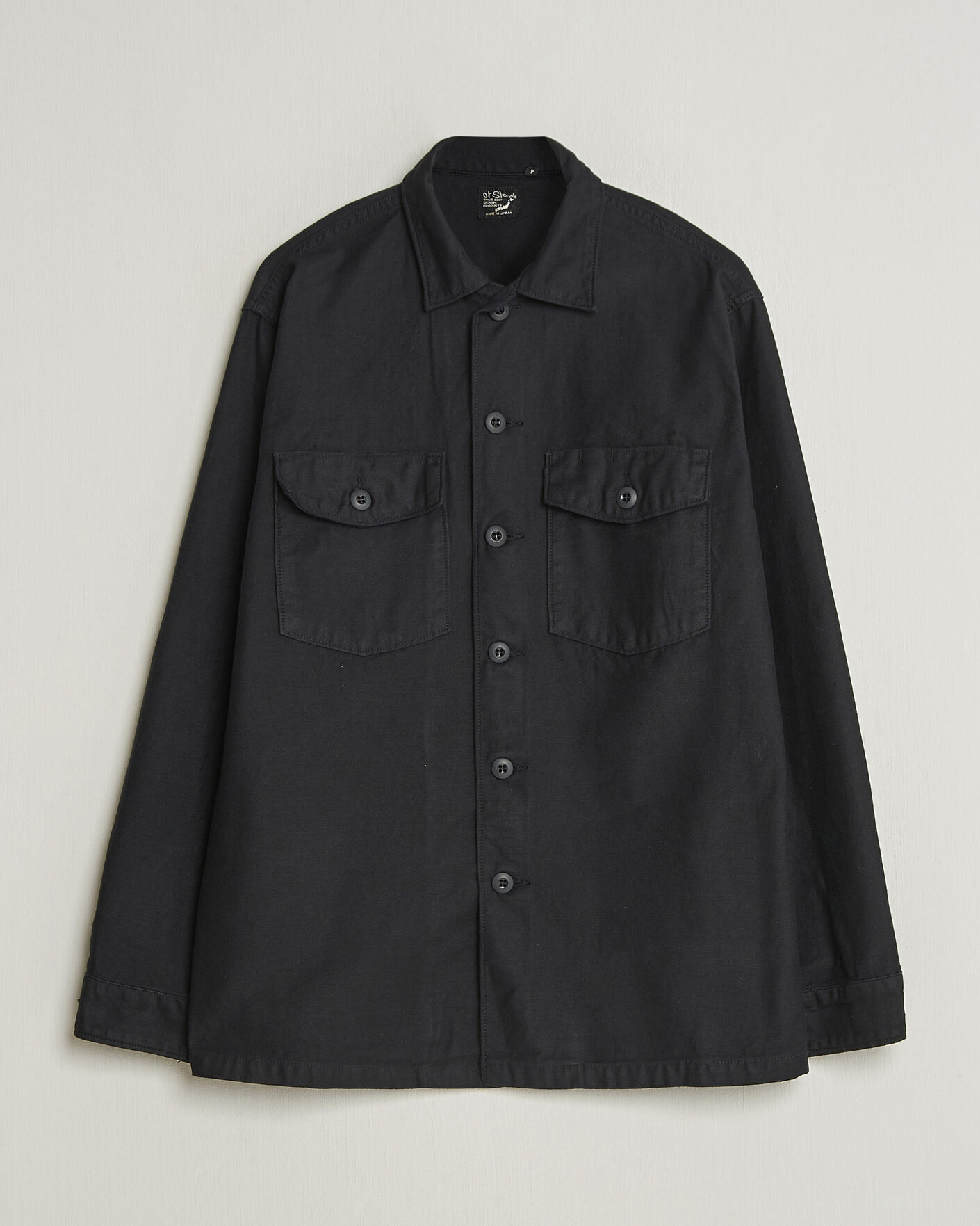 Men | Shirts | orSlow | Cotton Sateen US Army Overshirt Black