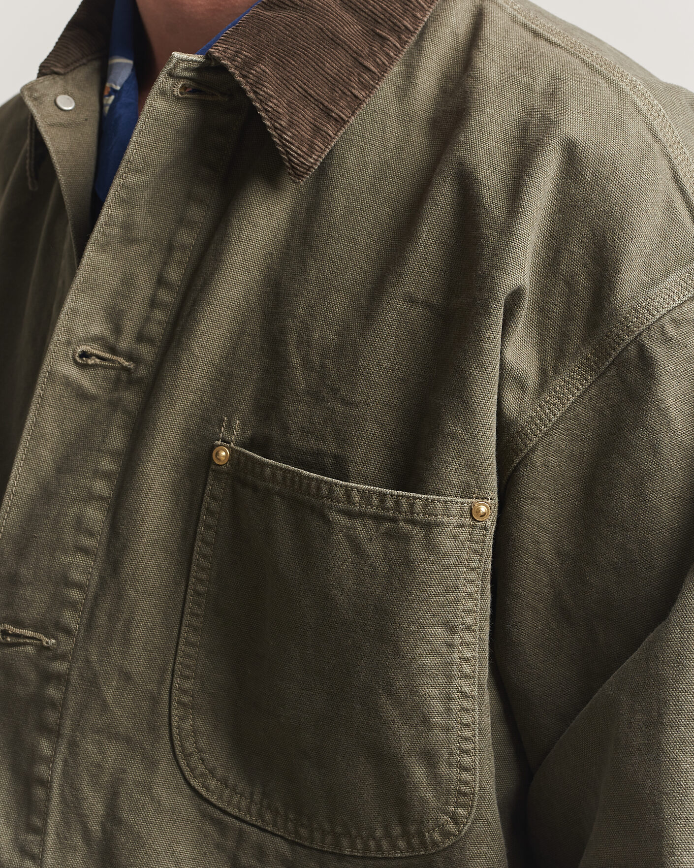 Men | Coats & Jackets | orSlow | Oxford Coverall Chore Jacket Army Green