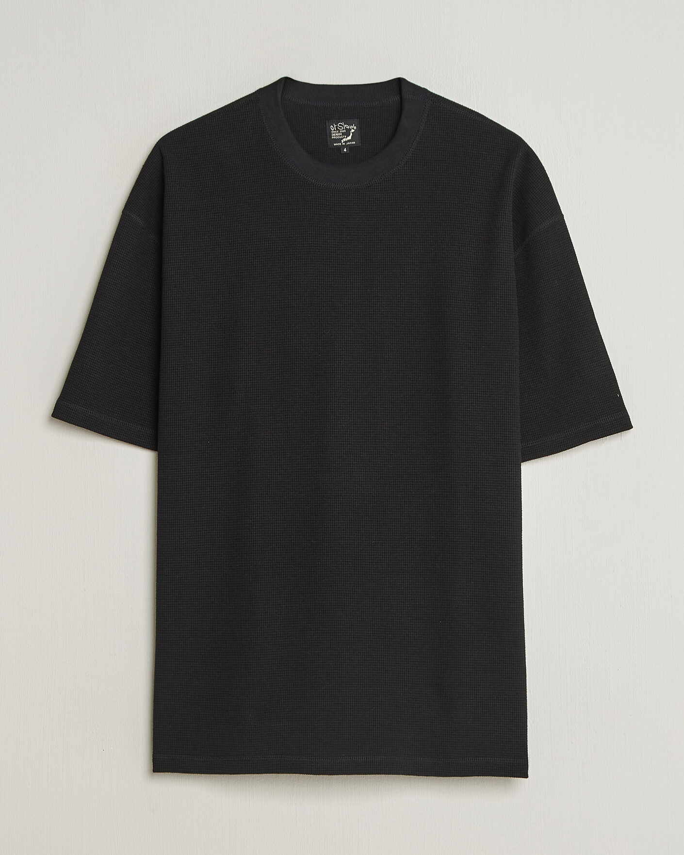 Men | T-Shirts | orSlow | Waffle Cotton T-Shirt Black