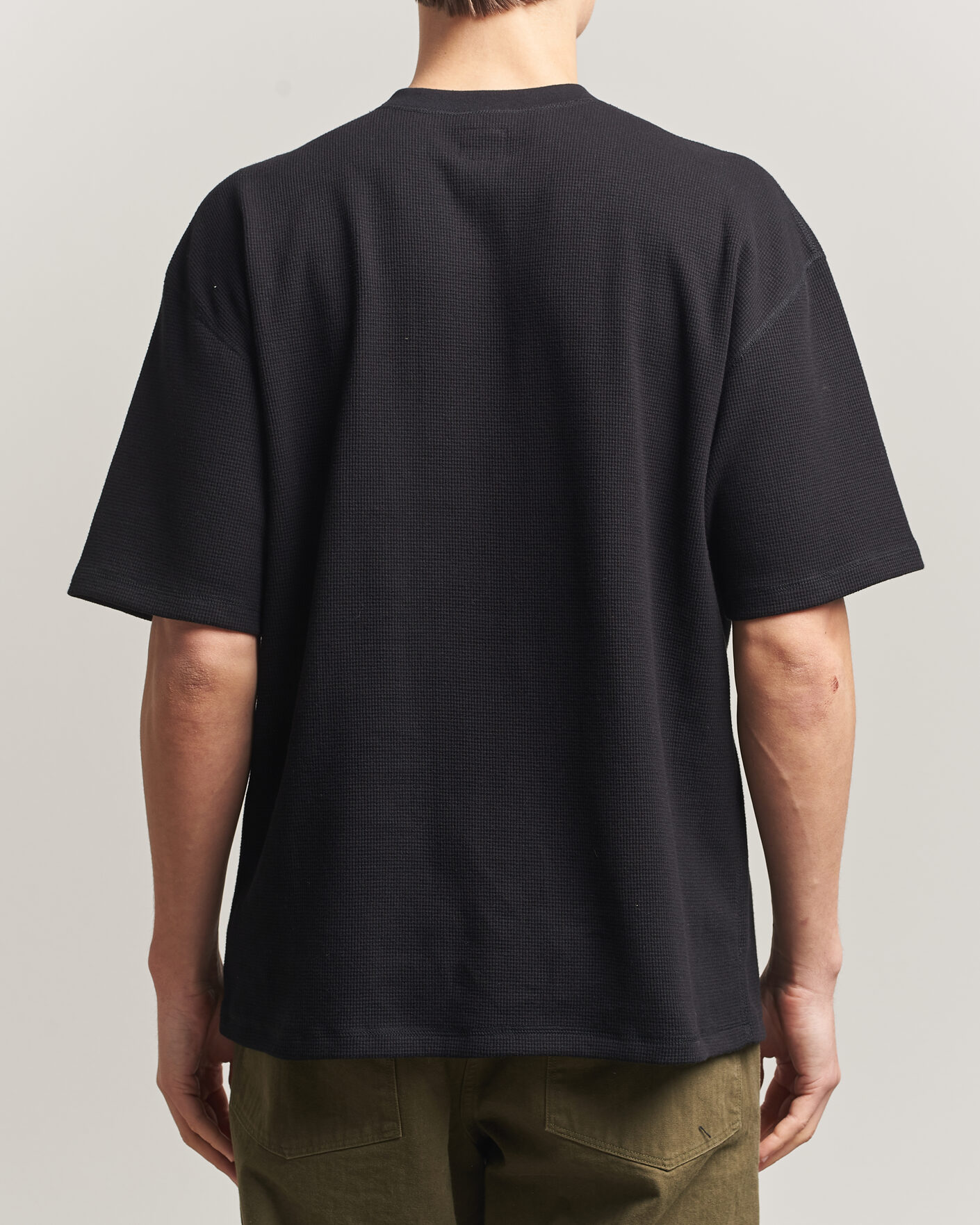 Men | T-Shirts | orSlow | Waffle Cotton T-Shirt Black