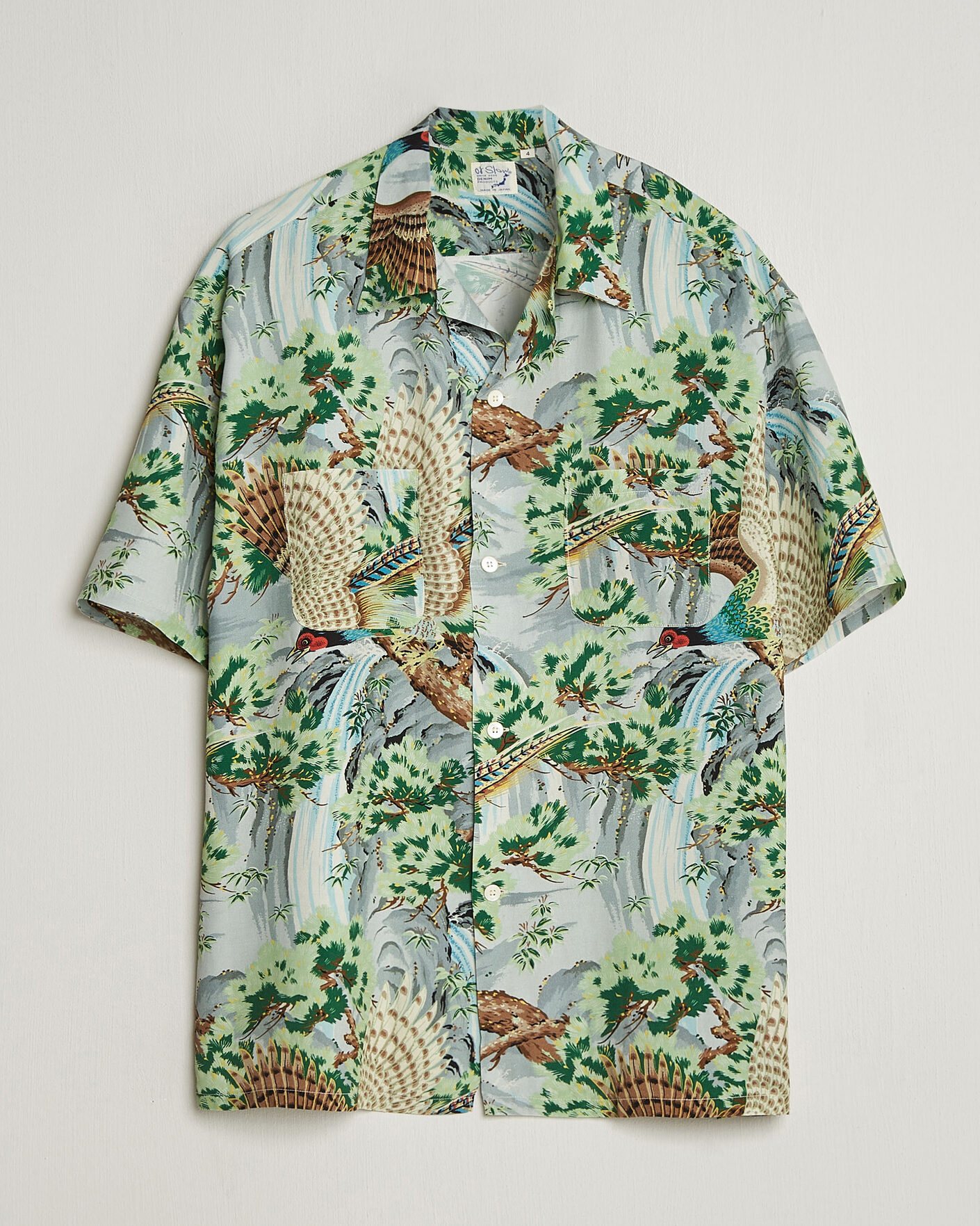 Men | Shirts | orSlow | Peacock Garden Hawaiian Shirt Green