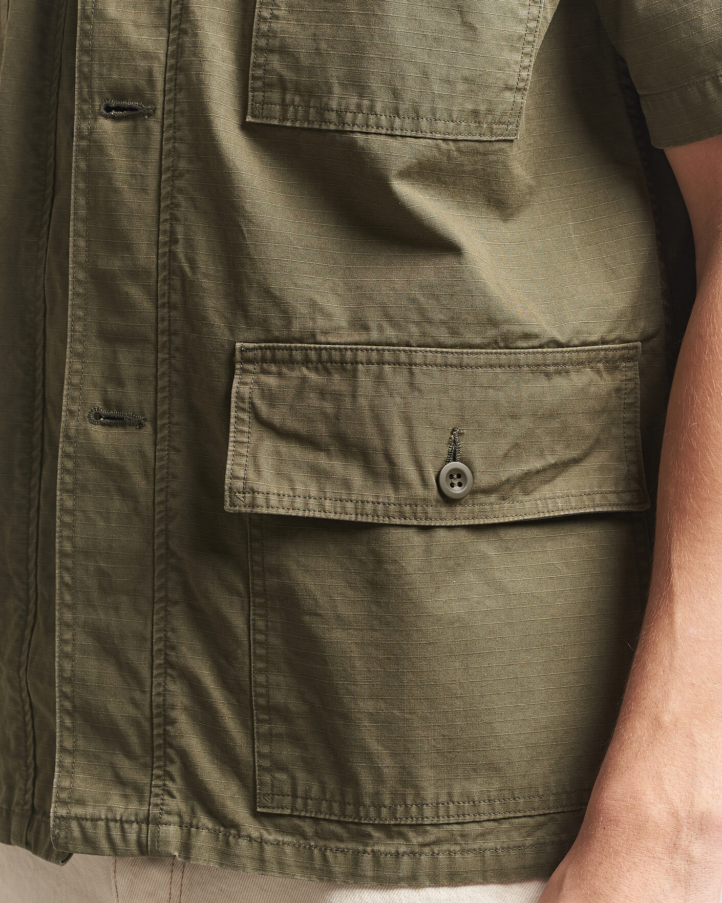 orSlow Short Sleeve Utility Shirt Army Green at CareOfCarl.com