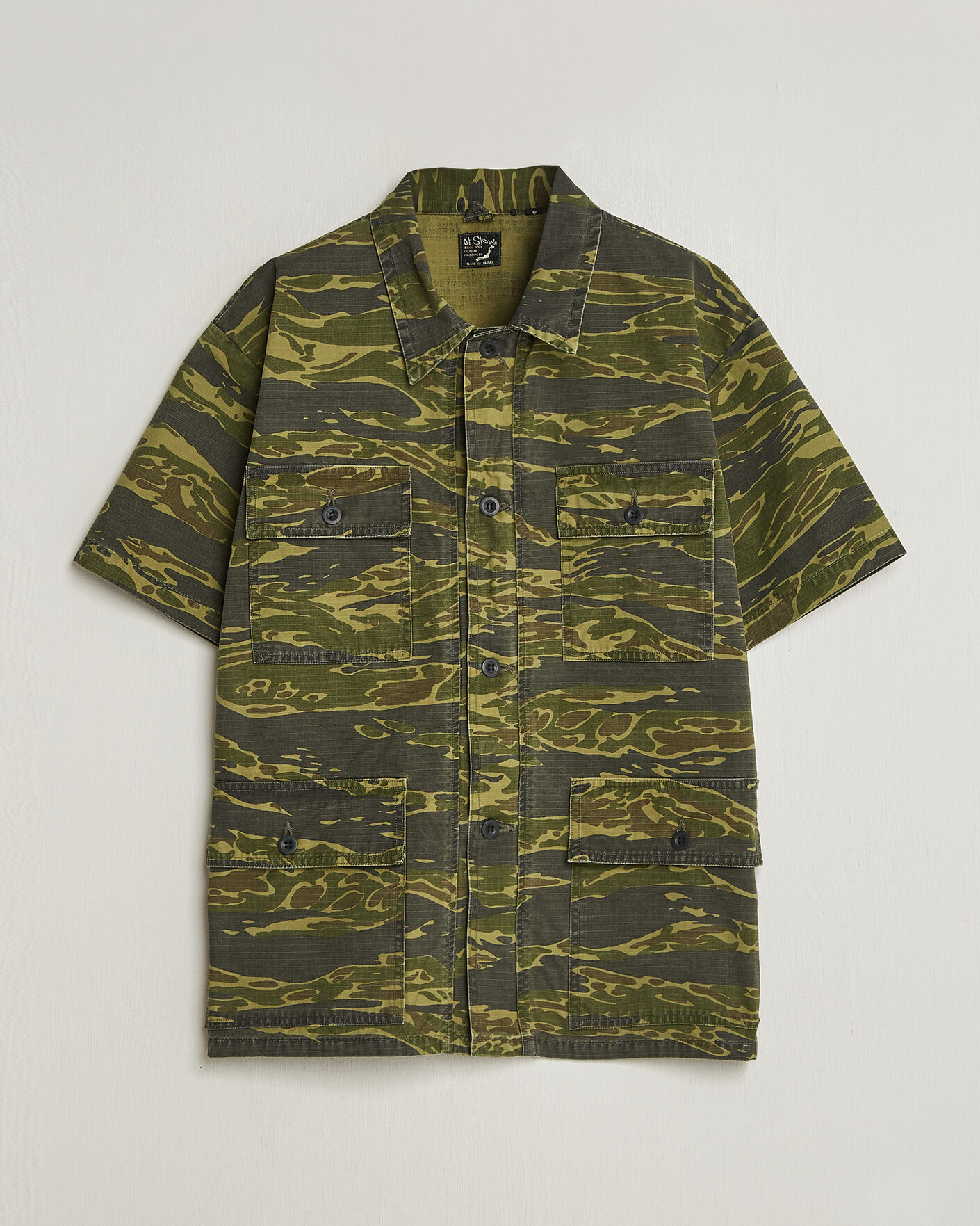 Men | Shirts | orSlow | Short Sleeve Utility Shirt Tiger Camo