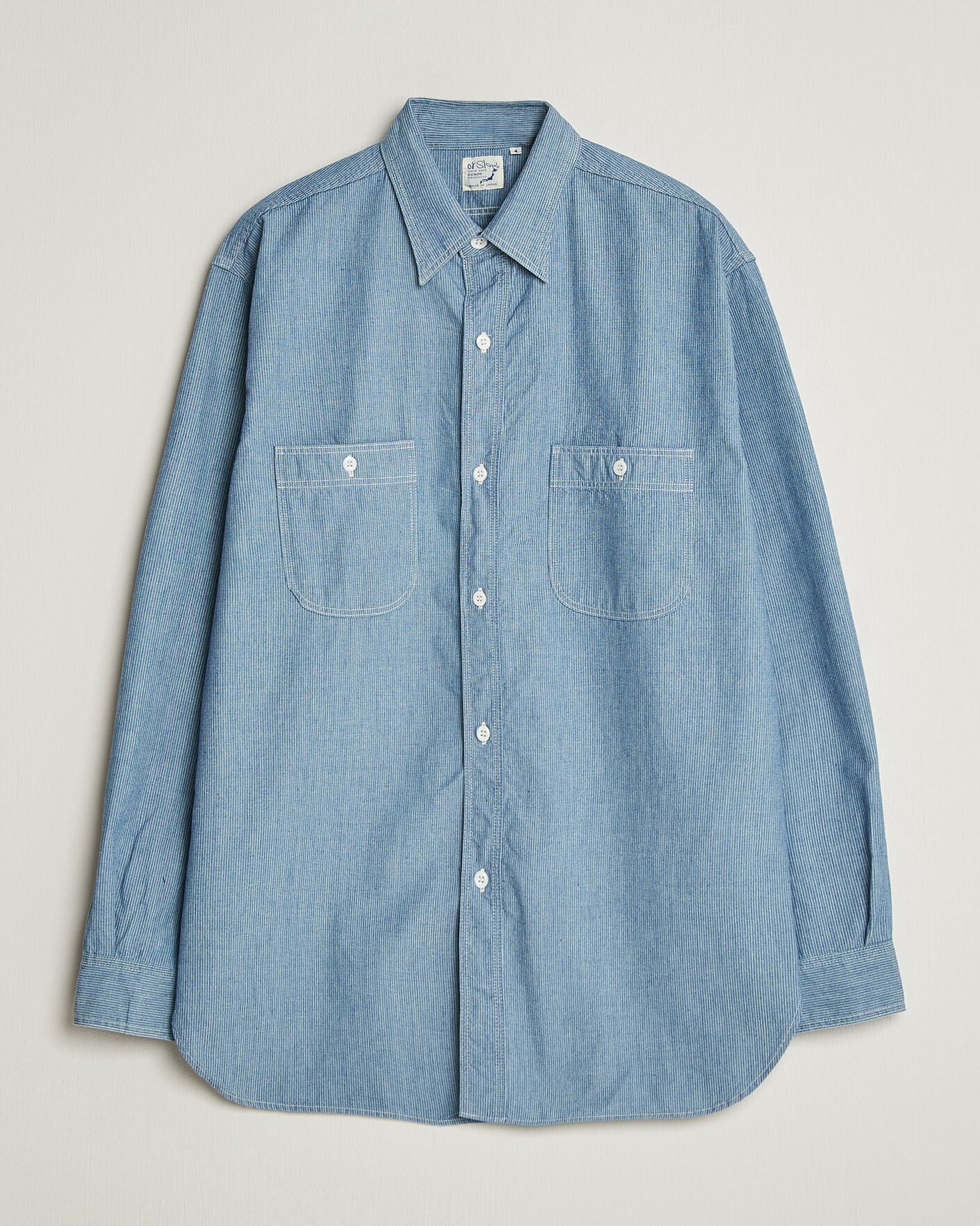 Men | Shirts | orSlow | Relax Fit Chambray Work Shirt Hickory Stirpe