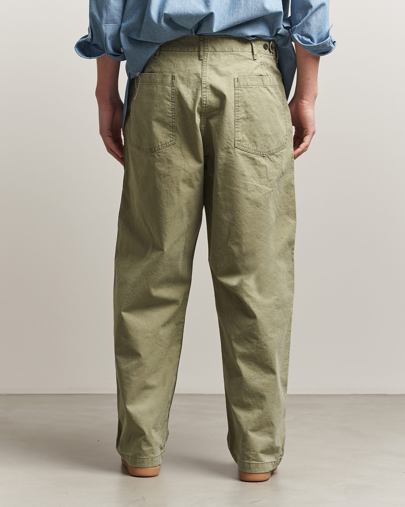 Men | Trousers | orSlow | Summer Fatigue Pants Washed Army Green