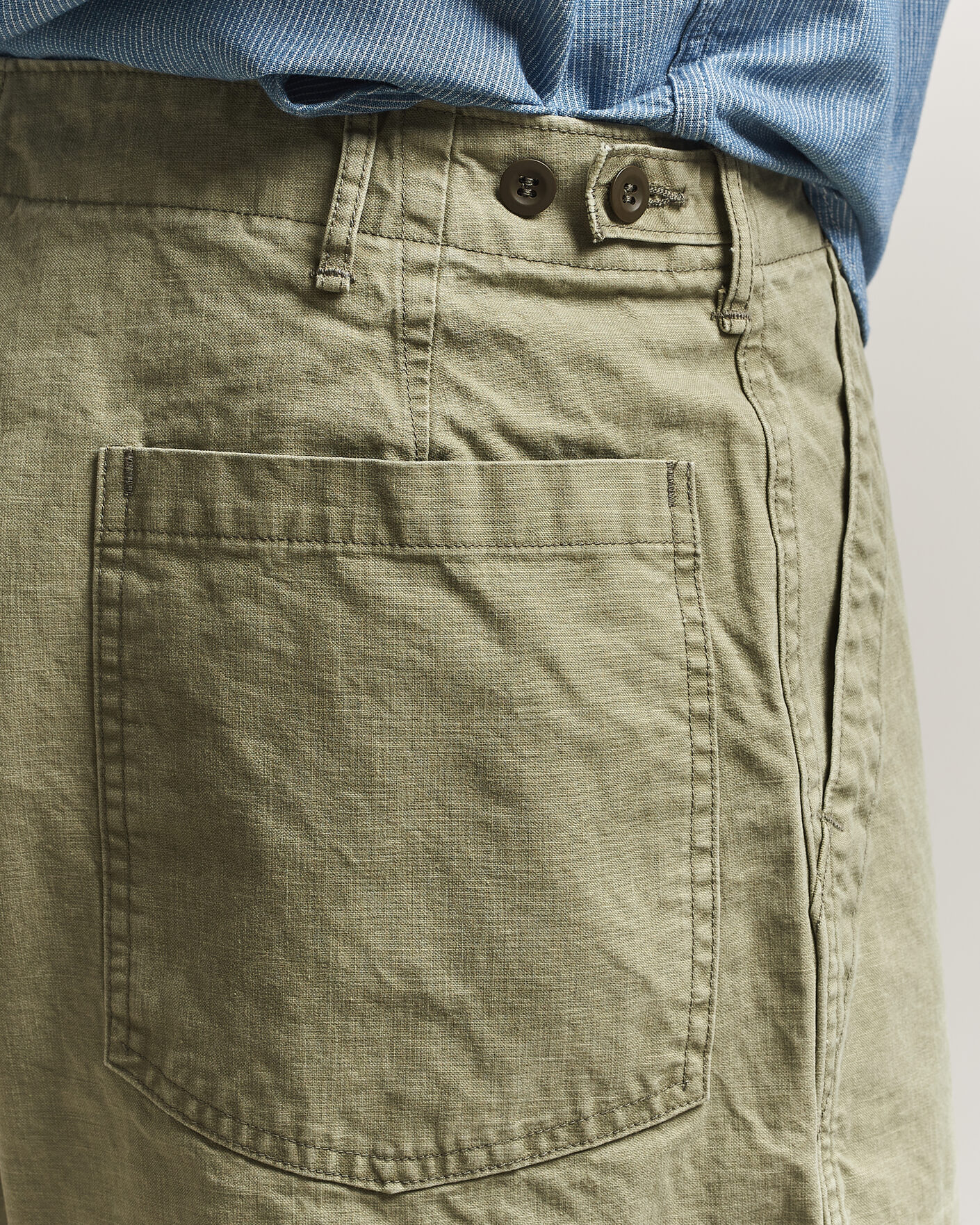 Men | Trousers | orSlow | Summer Fatigue Pants Washed Army Green