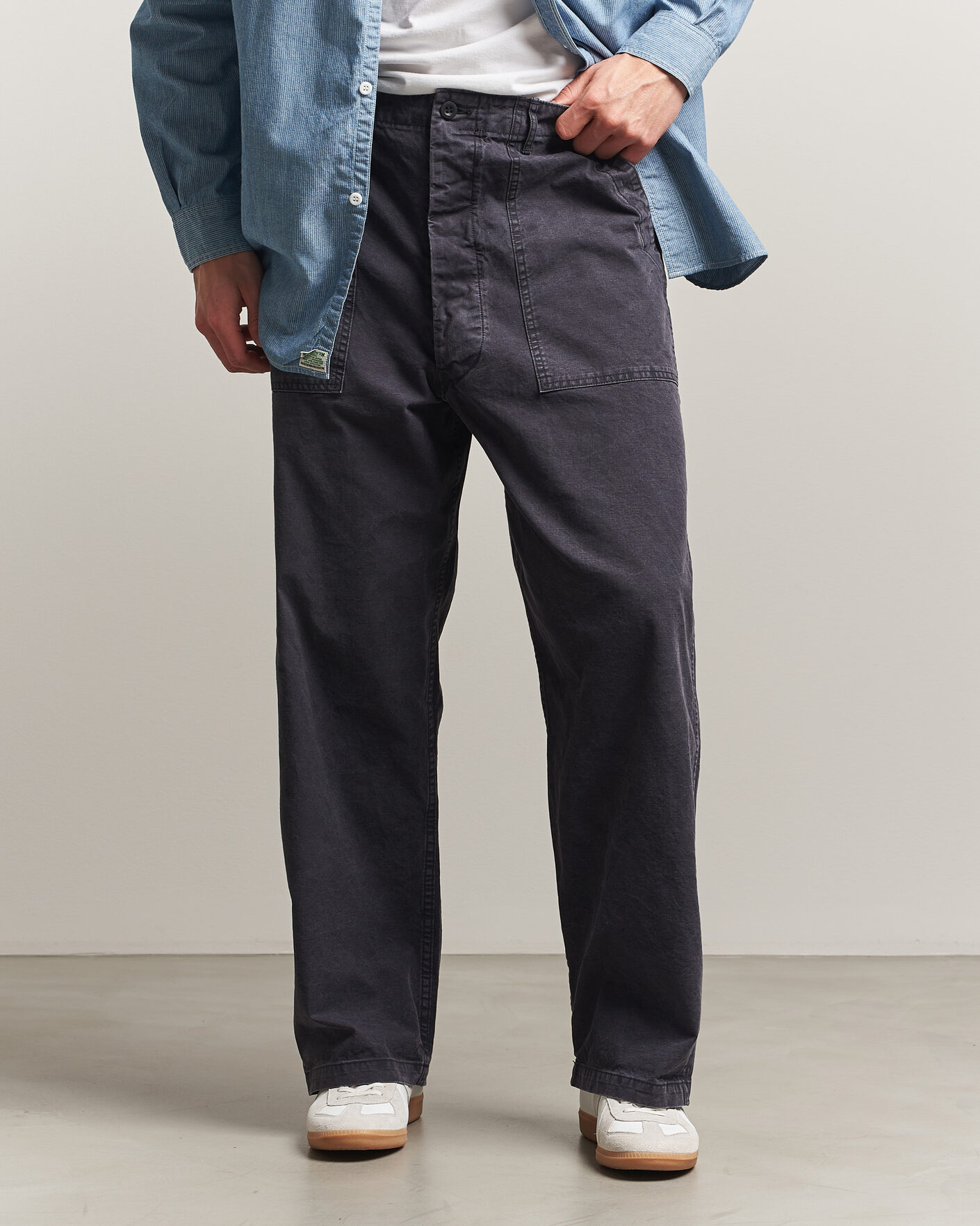 Men | Trousers | orSlow | Summer Fatigue Pants Washed Black