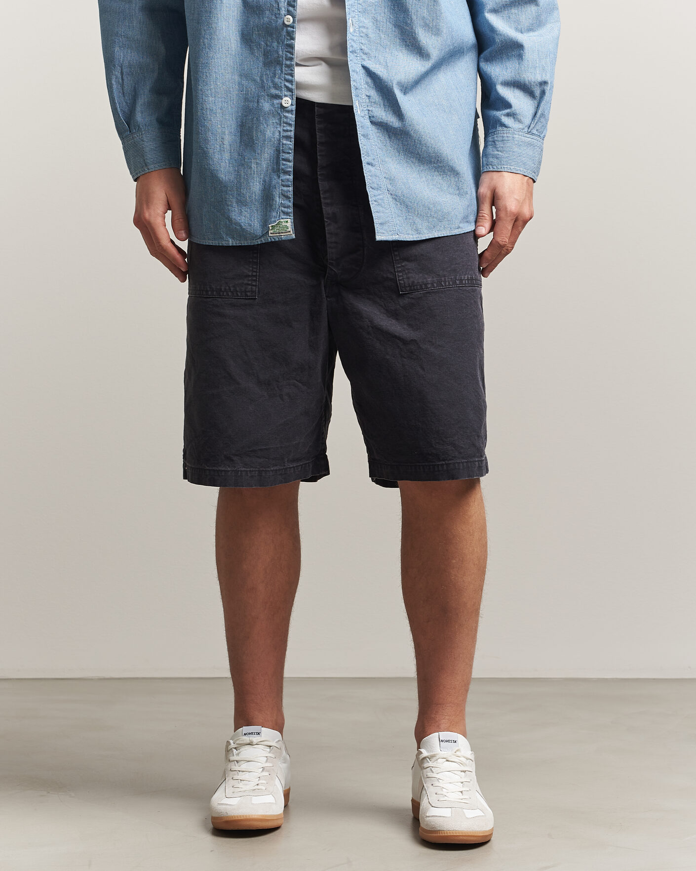 Men | Shorts | orSlow | Summer Fatigue Shorts Washed Black