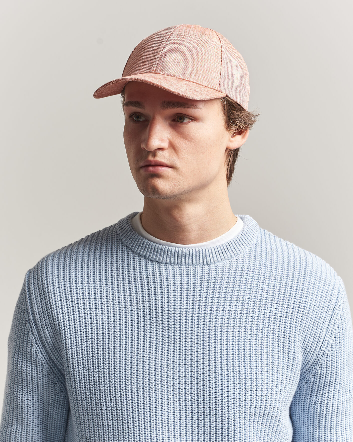 Men | Hats & Caps | Varsity Headwear | Linen Baseball Cap Pale Rust