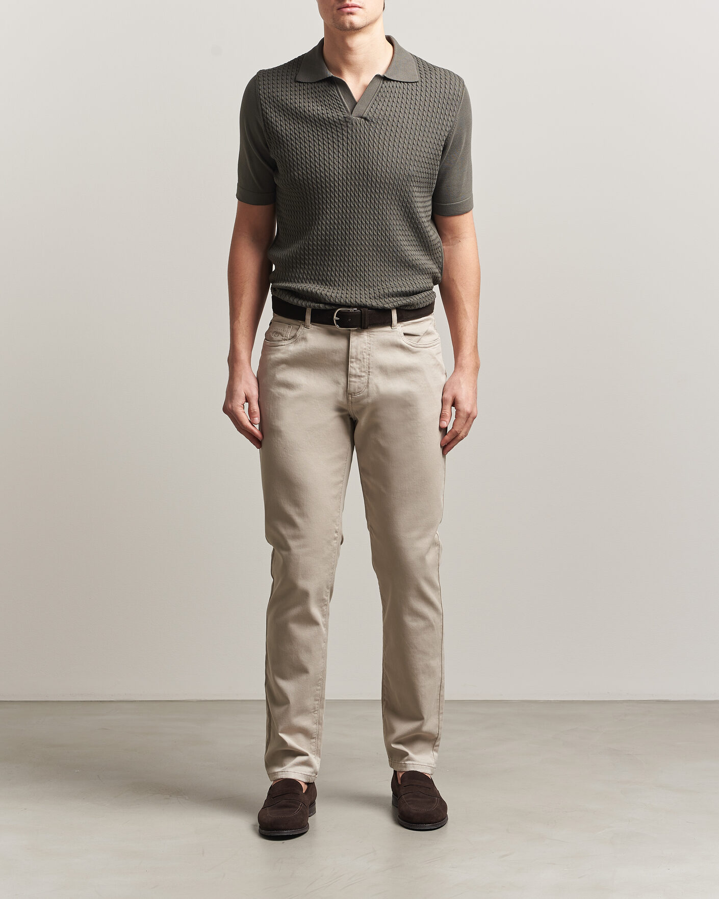 Men | Trousers | Oscar Jacobson | Slim Fit 5-Pocket Chino Beige