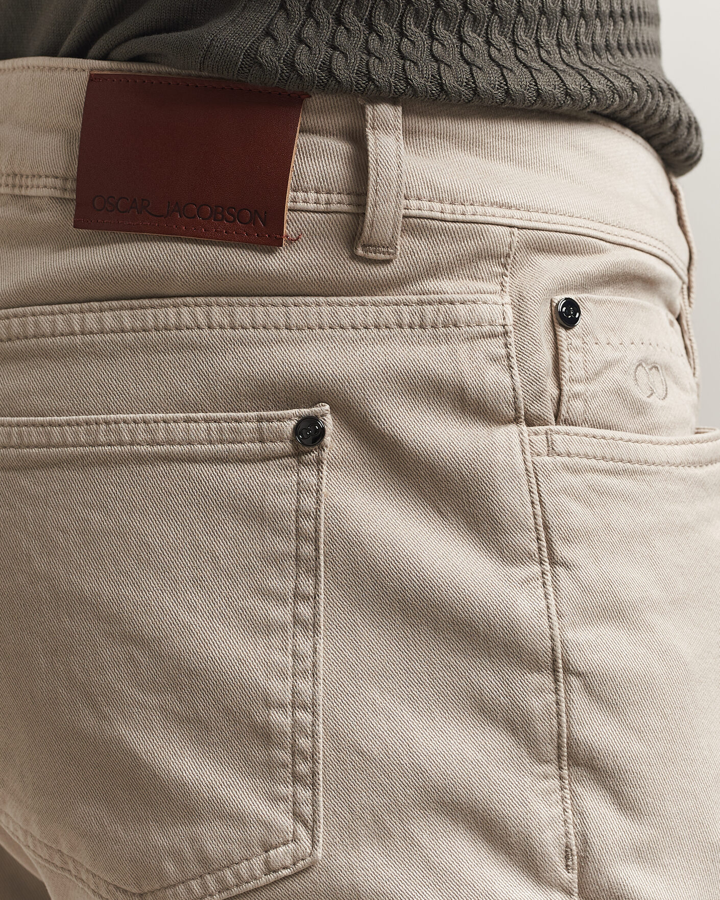 Men | Trousers | Oscar Jacobson | Slim Fit 5-Pocket Chino Beige