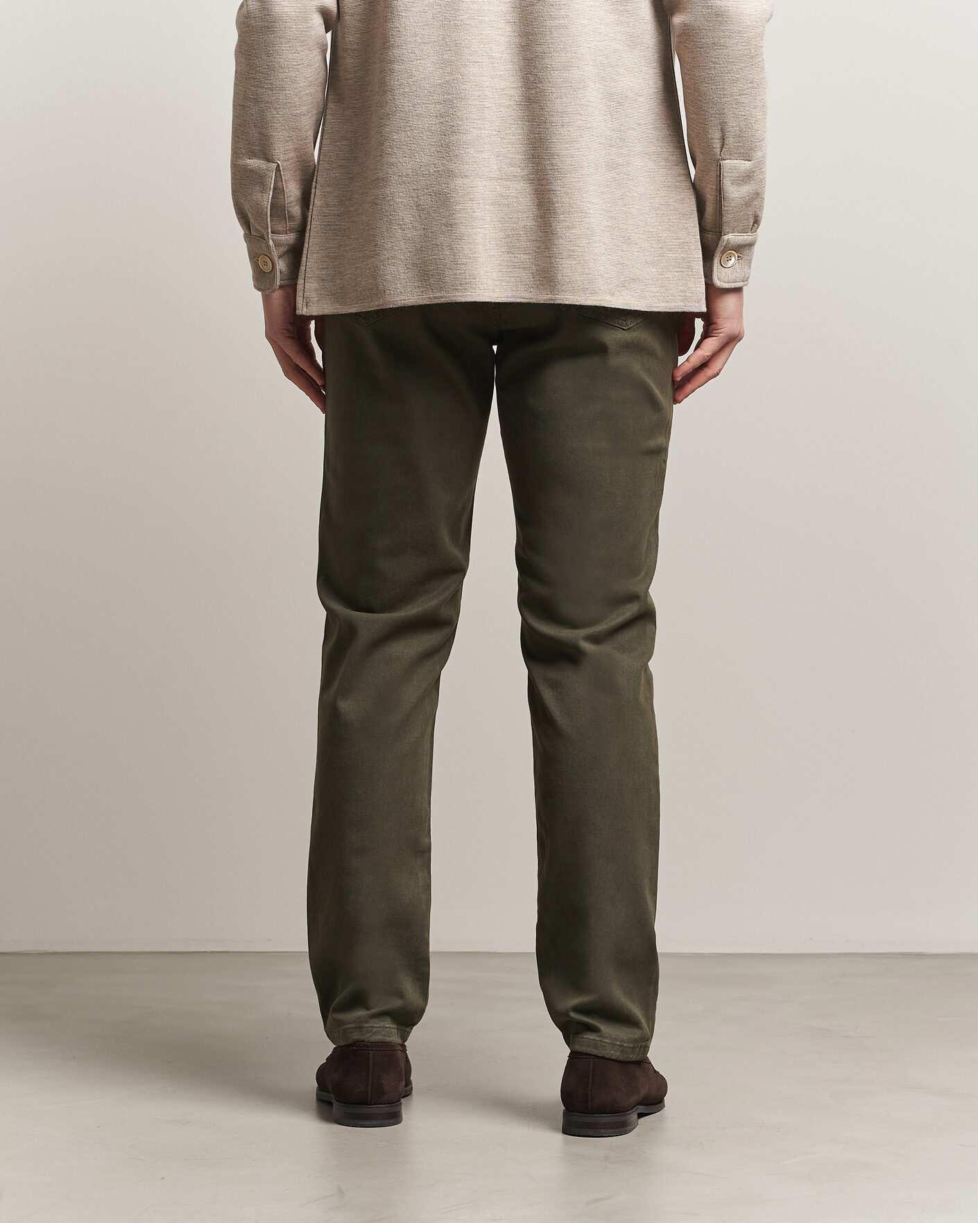 Men | Trousers | Oscar Jacobson | Slim Fit 5-Pocket Chino Olive