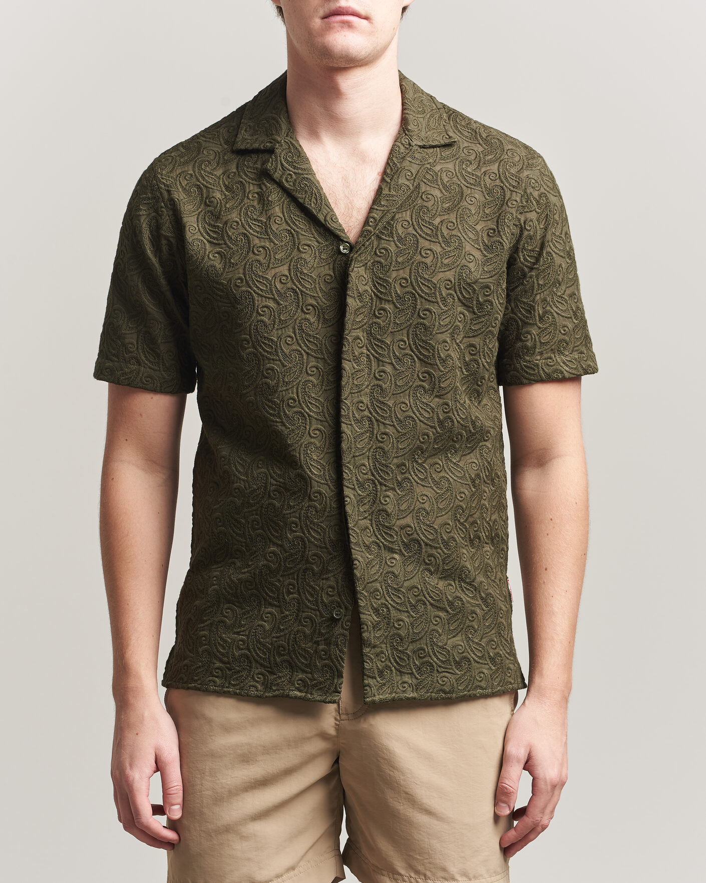 Men | Shirts | Orlebar Brown | Maitan Brodery Shirt Bayleaf Green